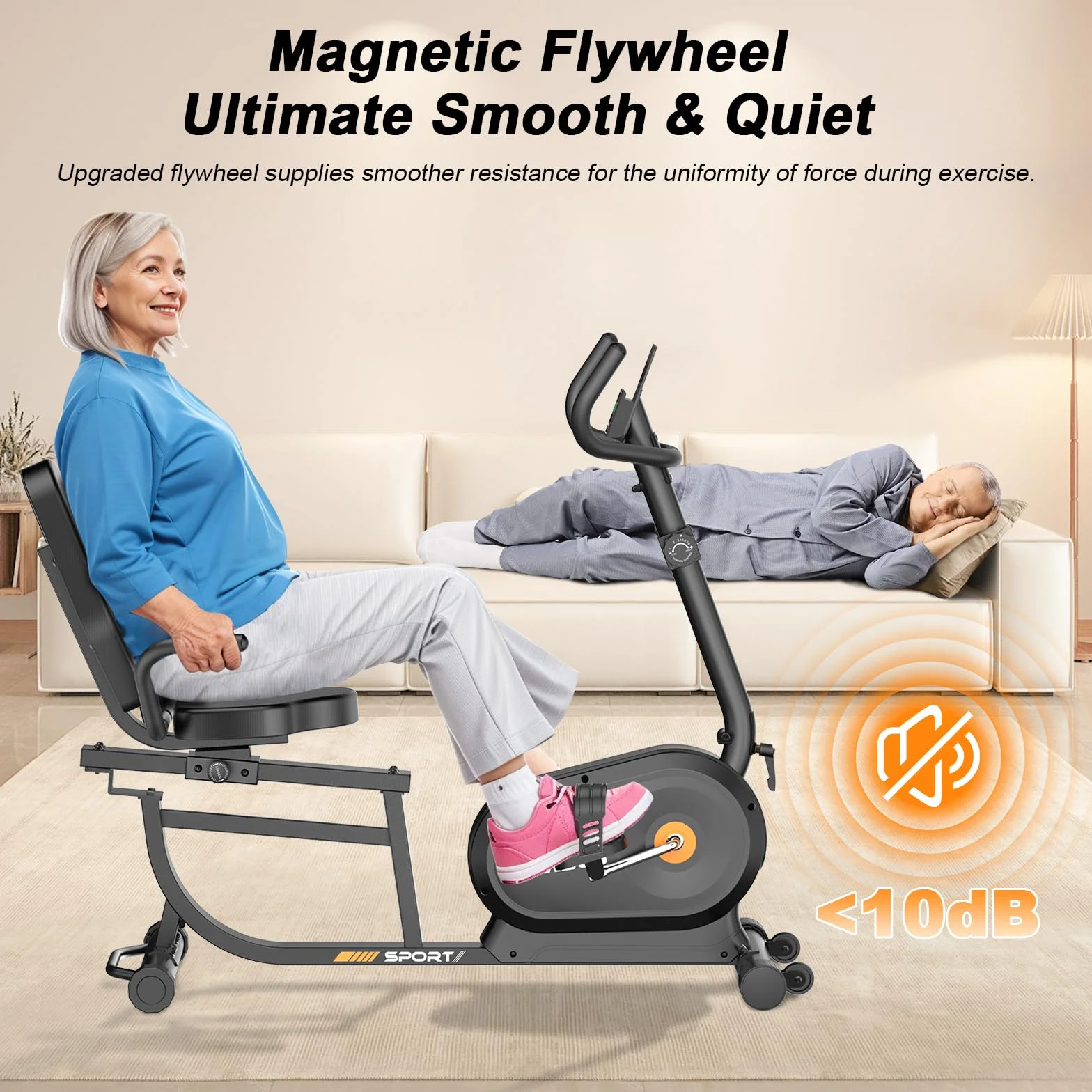 Dskeuzeew Bicicleta Estática con Respaldo para casa con 16 resistencia ajustables pantalla LCD y Bicicletas Estaticas Rehabilitacion indoor,Bici estatica profesional Recuperación Bicicleta Max180 kg
