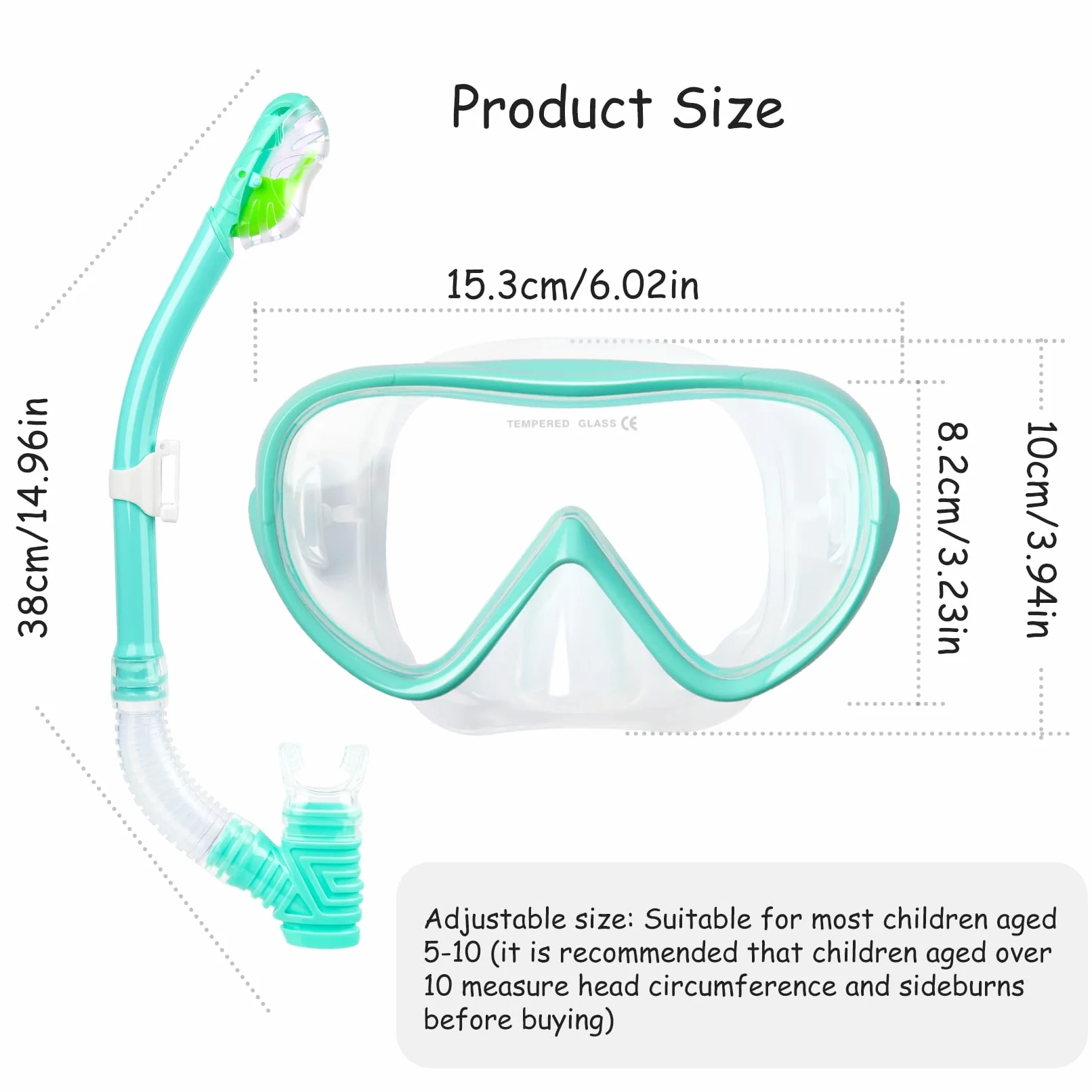 Kids Snorkel Set, Child Diving Mask Anti-Fog Swimming Goggles Dry Snorkel Children Snorkeling Swimming Gear for Youth Boys Girls Age 4-14 (Aqua Set)