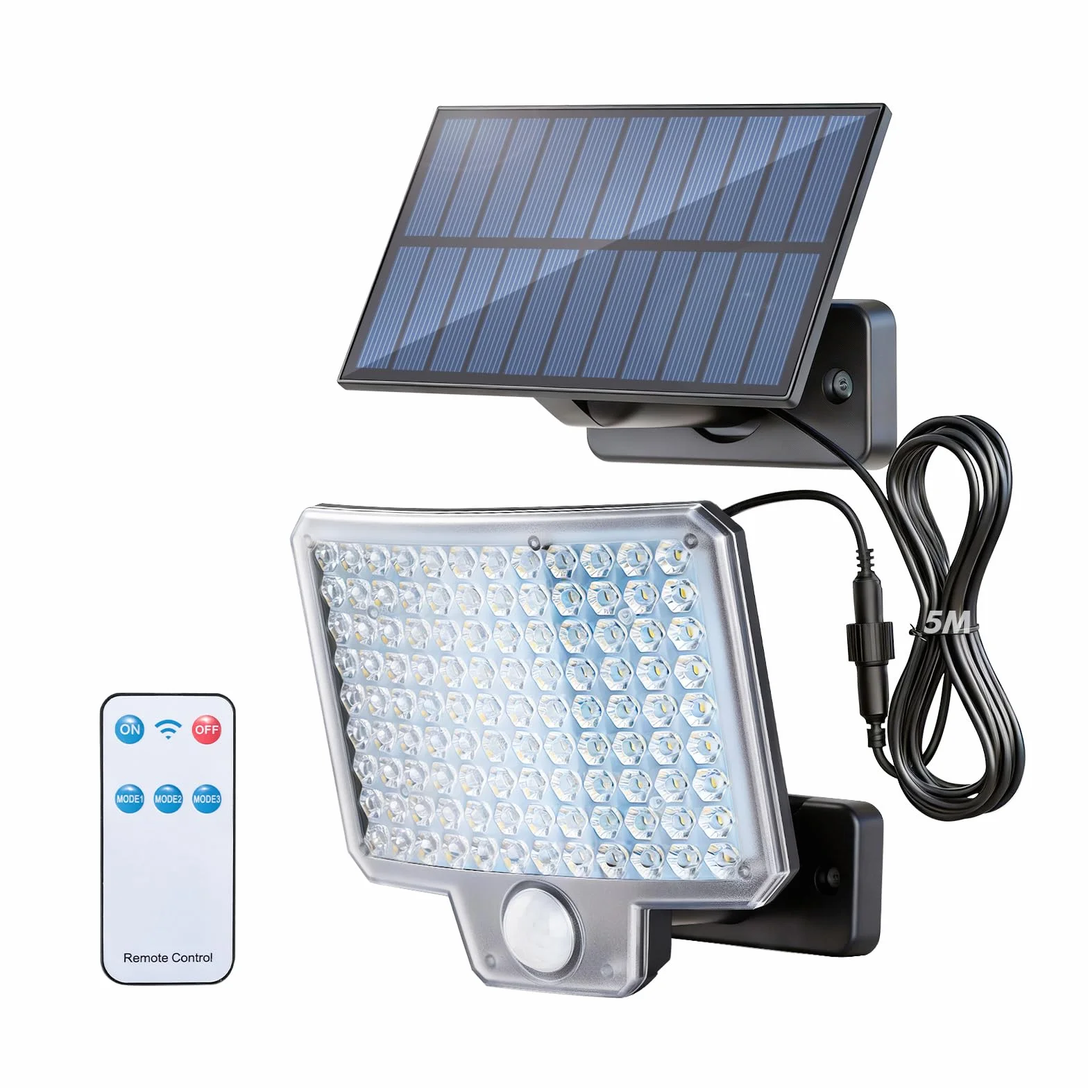 GRIFEMA GD201 Luz Solar Exterior con Sensor de Movimiento, 108 LEDs, 3 Modos, 1500mAh, IP65 Impermeable
