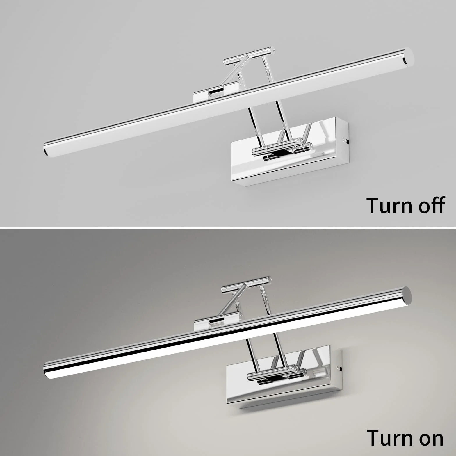 Klighten LED Lámpara de Espejo 50cm 16W 1200LM IP44 5500K Chrome Giratoria para Baño