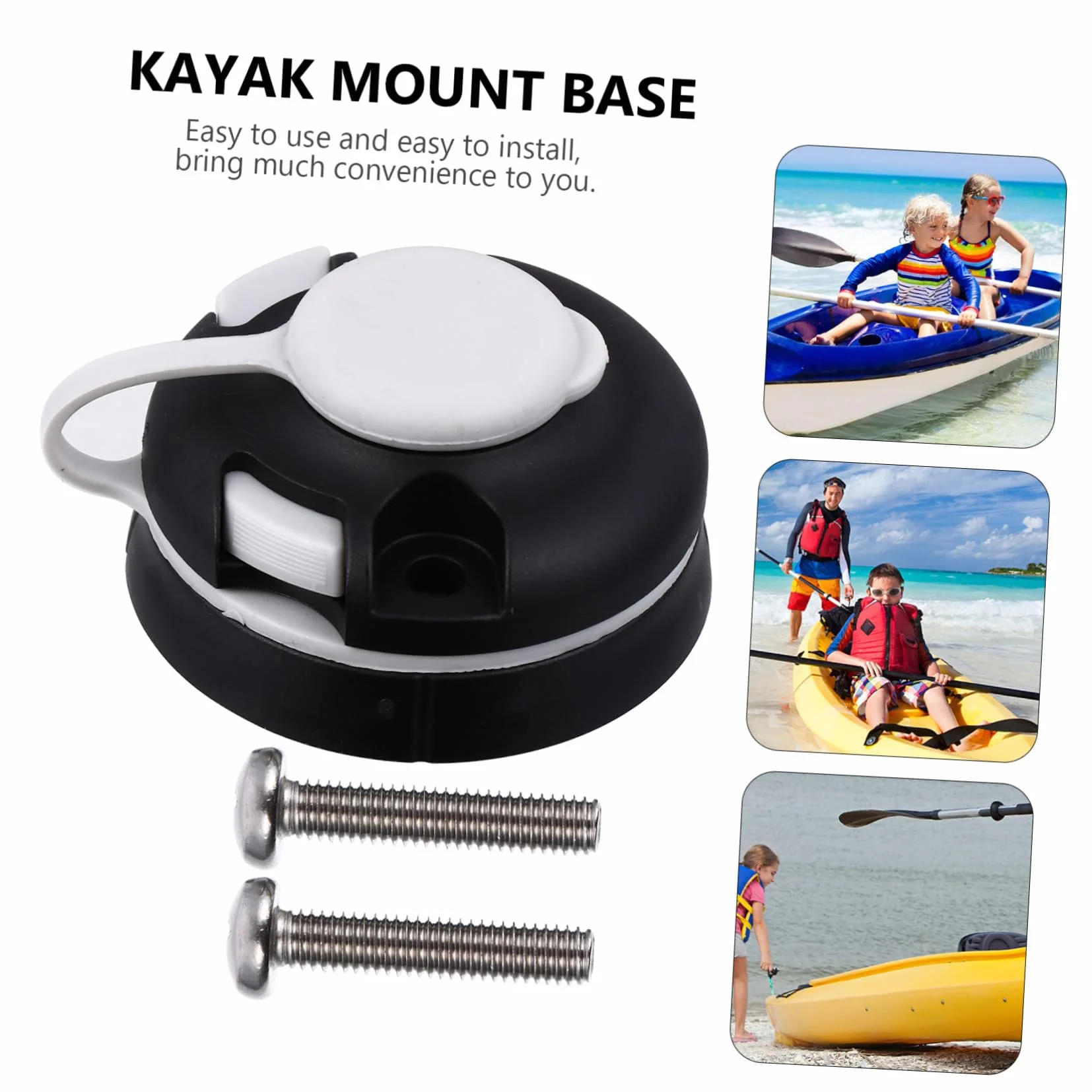 Base de Montaje Redonda para Kayak, Accesorio para Soporte de Caña de Pescar, Material Resistente Tornillos, Compacto y Portátil, Adecuado para Pesca en Bote y Canoa
