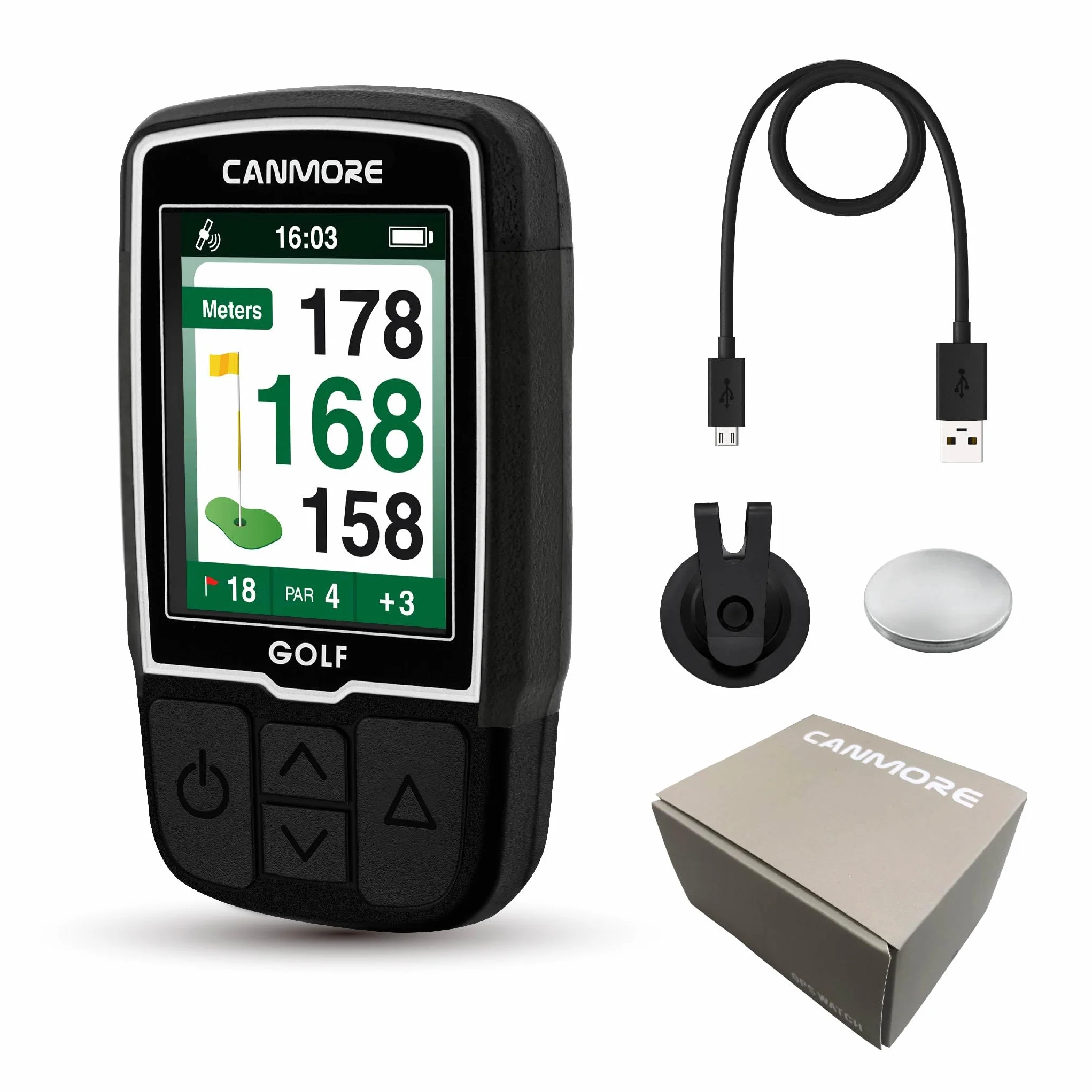 CANMORE HG200 PRO GPS de golf de mano, 41,000 cursos, negro