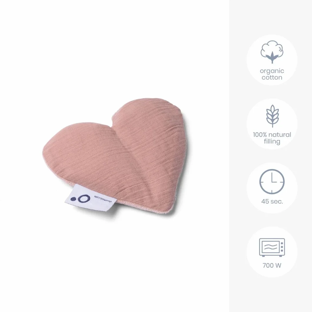 doomoo Snoogy Love Pink Bolsa térmica para bebé Anticólicos Corazón térmico Semillas de colza y lavanda Uso caliente o frío Funda lavable