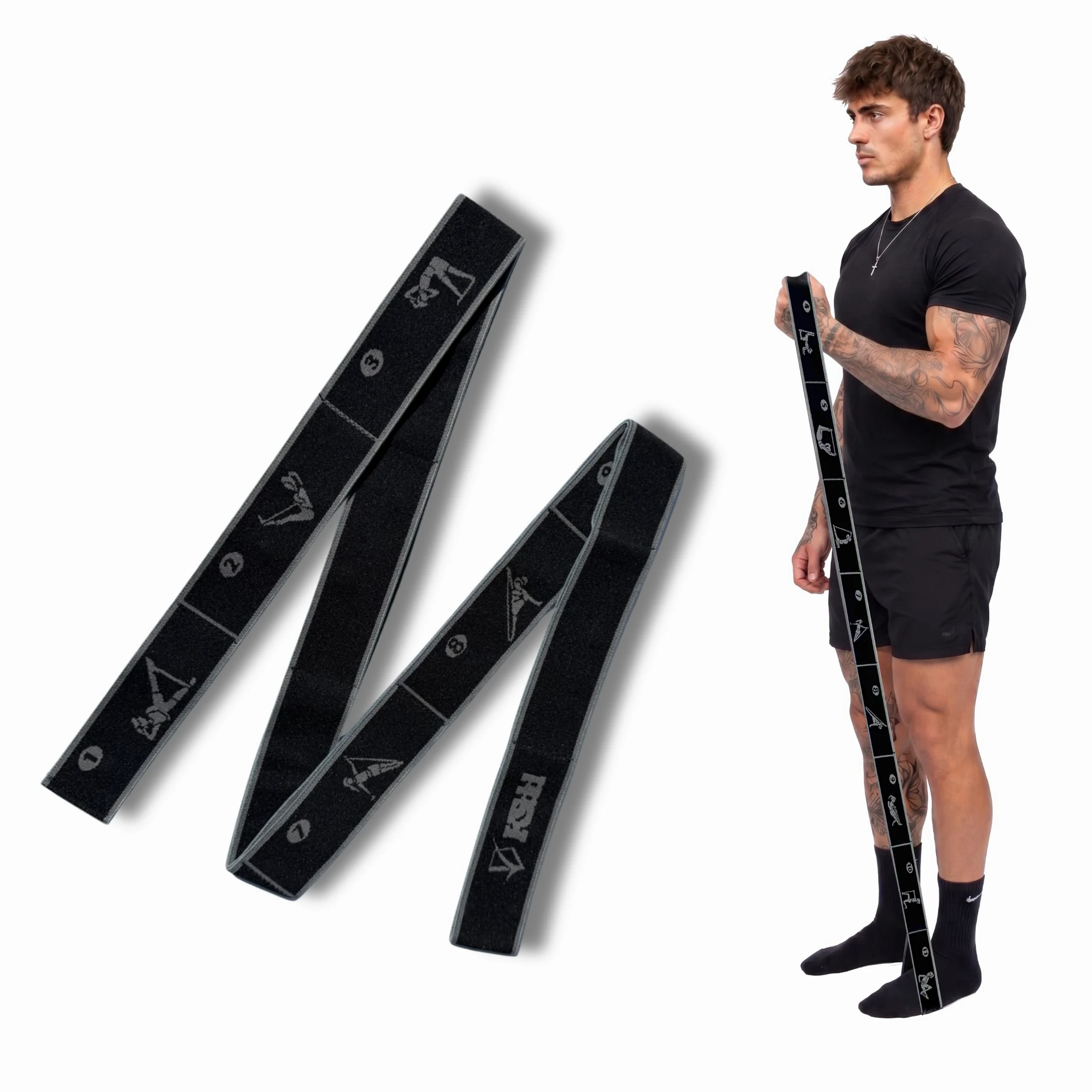 Banda de resistencia de tela para ejercicio y entrenamiento de fuerza con 11 bucles, banda elástica antideslizante para entrenamientos, yoga, pilates y terapia física