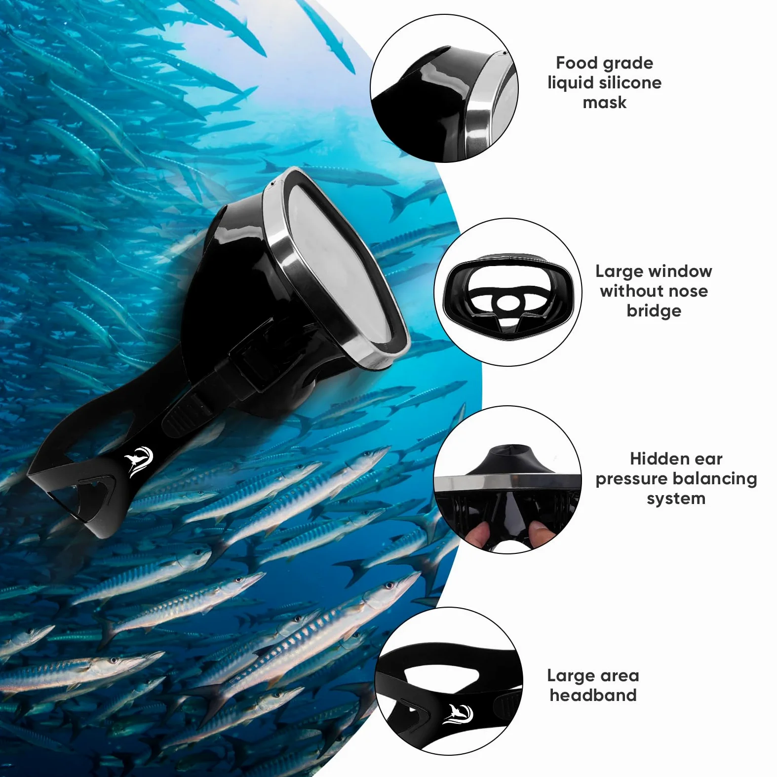 Mascarilla Gafas Buceo con Válvula de Drenaje Amplia Vista Adecuada para Adultos, Buceo, Buceo Libre y Esnórquel