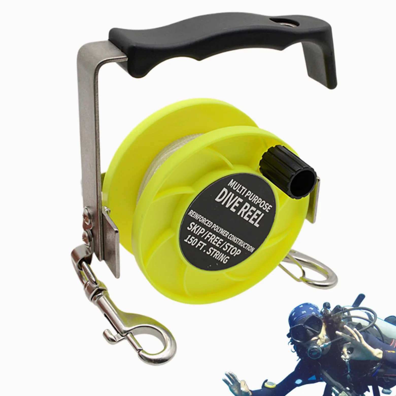 Carrete De Buceo Tirador De Cuerda De Nylon De 88 Metros De Alta | Carrete De Buceo Estable Para Pesca Submarina Embarcación Al Aire Libre Playa Subacuático Mujeres Y Hombres Buceo Con
