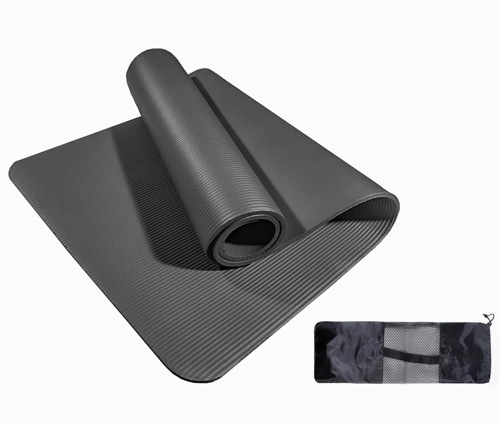 Esterilla Deporte Yoga Pilates Fitness Colchoneta Gimnasia Antideslizante,alfombras yoga NBR Alta Densidad Gruesa 8mm Diseñada para Pilates y Entrenamiento.(8MM-NEGRO)