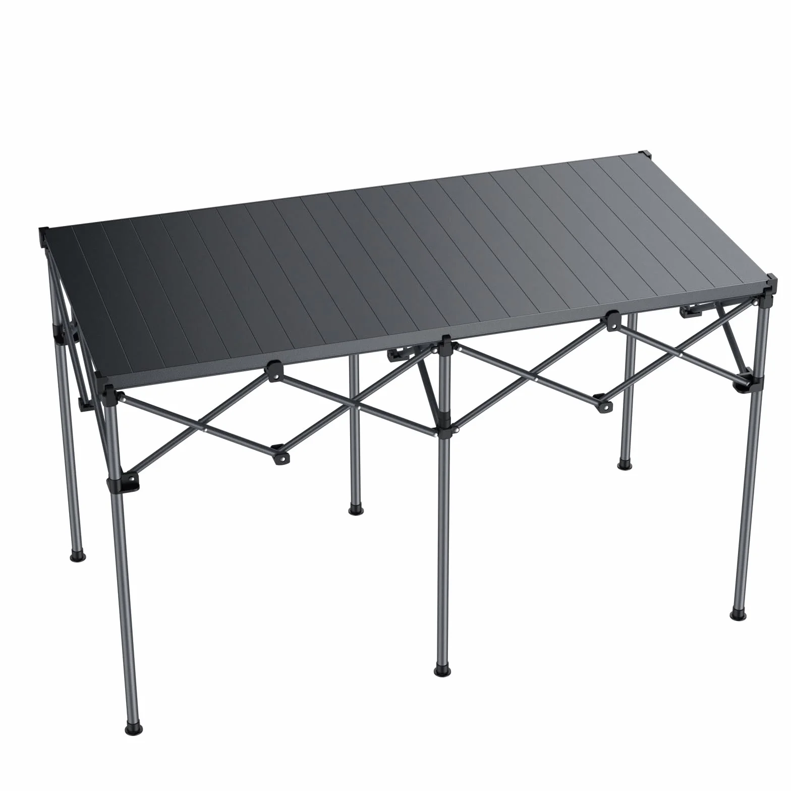 Anbte Mesa Camping Plegable 122 x 60 x 74 cm, Mesas de Acampada Portátil Aluminio Impermeable Capacidad de Carga 120 kg para Jardín, Terraza, Picnic,BBQ,Camping Negro