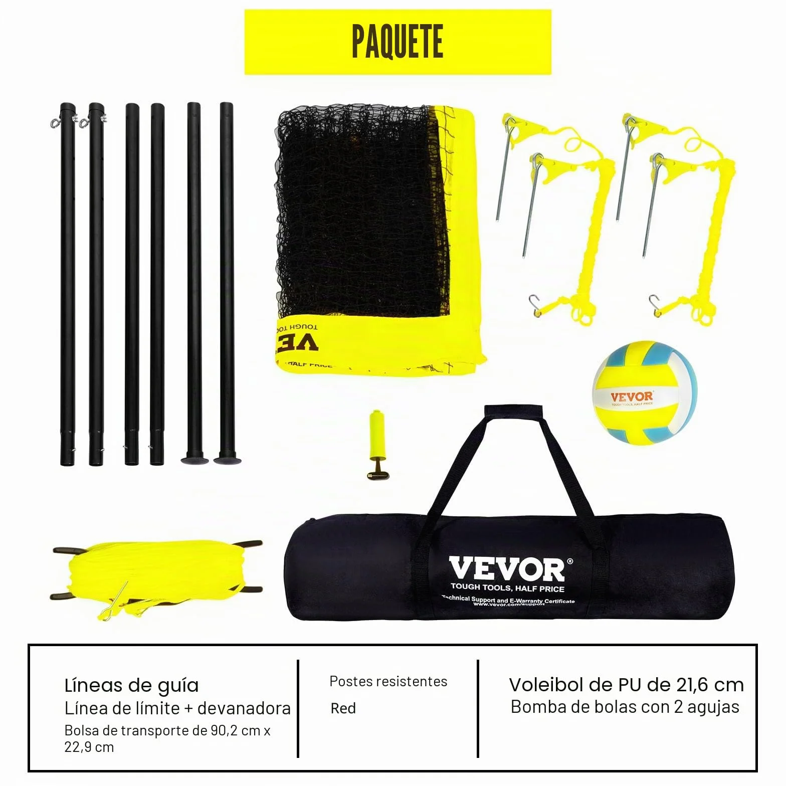 VEVOR Sistema de Red de Voleibol, Postes de Aluminio Unisex Adulto