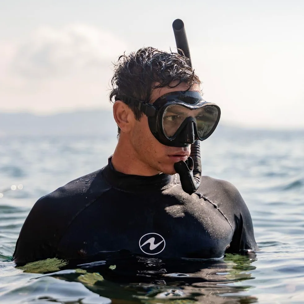 Aqualung Neos - Set de Snorkel con máscara monovidrio sin armazón + Tubo de Silicona, Vidrio Templado de Buceo, Volumen 170cm³, Compacto para Viajar