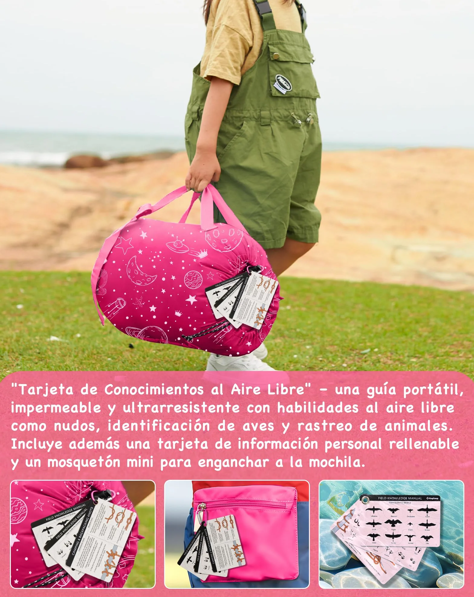 KingCamp Saco de Dormir Niños Franela de Algodón | 170 X 70 cm | 7℃ a -13 ℃ | Cálido y Cómodo para Niñas(Altura máxima hasta 145 cm) | Invierno Camping Accesorios, Viajes y Actividades