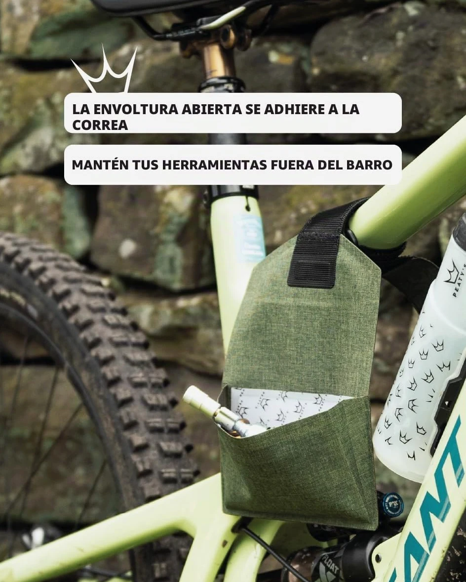 Peaty's Holdfast Bolsa Portaherramientas para Bicicleta - Impermeable con Sistema Antideslizante y Bolsillo con Cremallera, Organizador Reflectante para Herramientas de Ciclismo sin Mochila - Negro