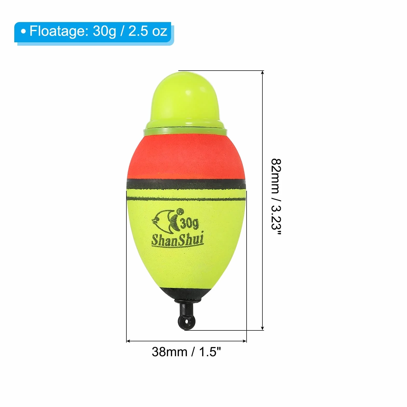 PATIKIL 1oz Iluminado Pesca Deslizante Flotadores, 2 Paquete EVA Luz Pesca Flotador para Nocturna Pesca, Amarillo