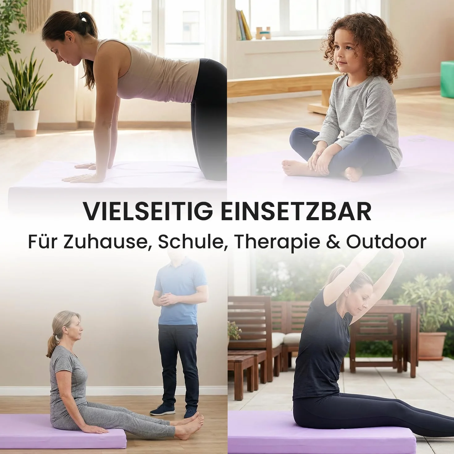 Jeflex - Colchoneta plegable Gimnasia 180 x 60 x 6 cm fabricada en Alemania / Esterilla de gimnasia / Colchoneta multifuncional y yoga / Esterilla de juego para habitación de los niños