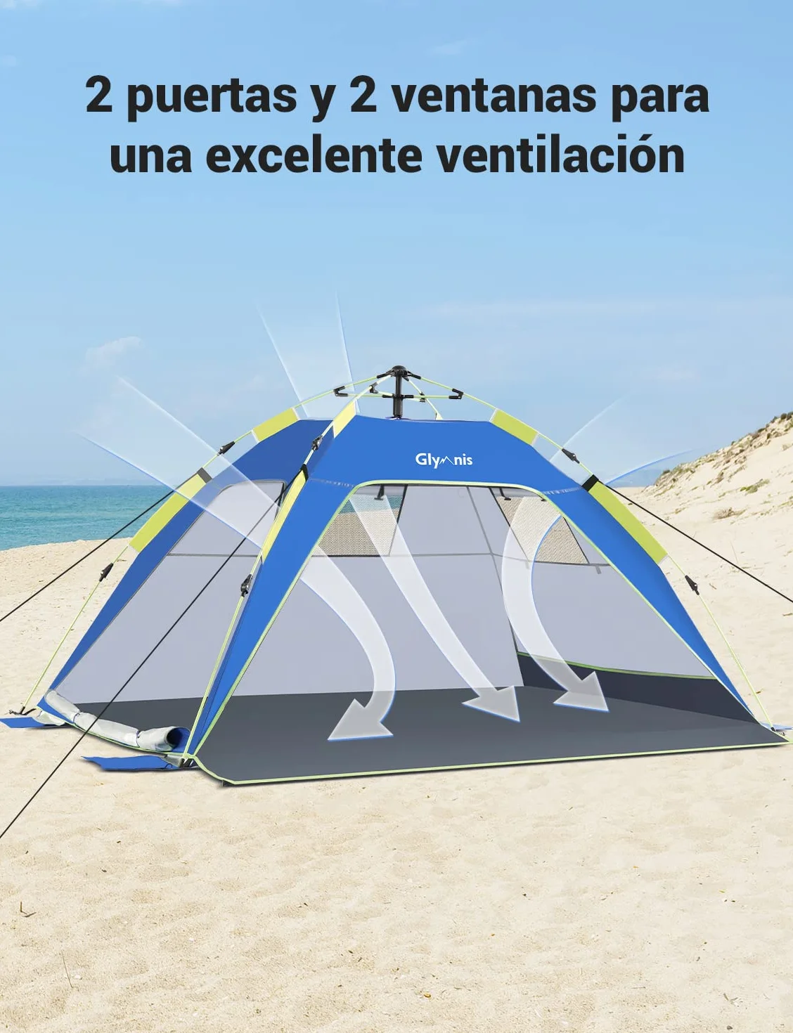 Carpa Playa Hidráulica UPF 50+ para 3-4 Personas