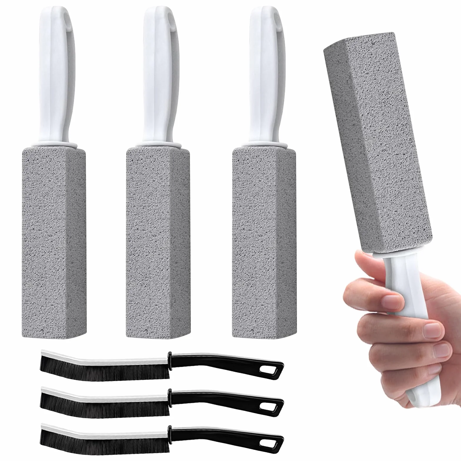 Piedra Pómez Limpiador para Inodoro Baño Cocina 4+3 Cepillos Limpia Manchas Difíciles