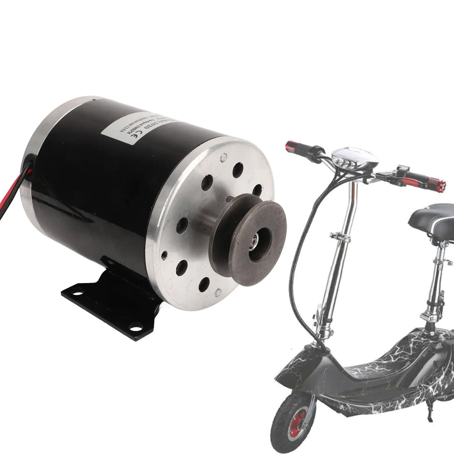 Cryfokt Motor de Polea Eléctrica de 500W, Aleación de Aluminio Cepillado de Poco Ruido para Bicicletas Eléctricas, Scooters y Motocicletas