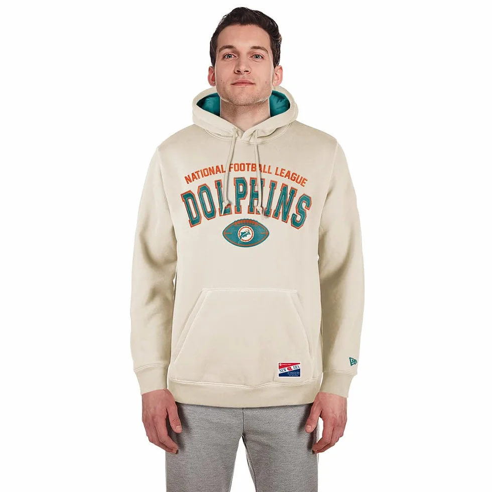 Miami Dolphins NFL 3rd Down Hooded Pullover Miami Dolphins Classic Stone Official Team Color Sudadera con Capucha Unisex Adulto (Pack de 1)