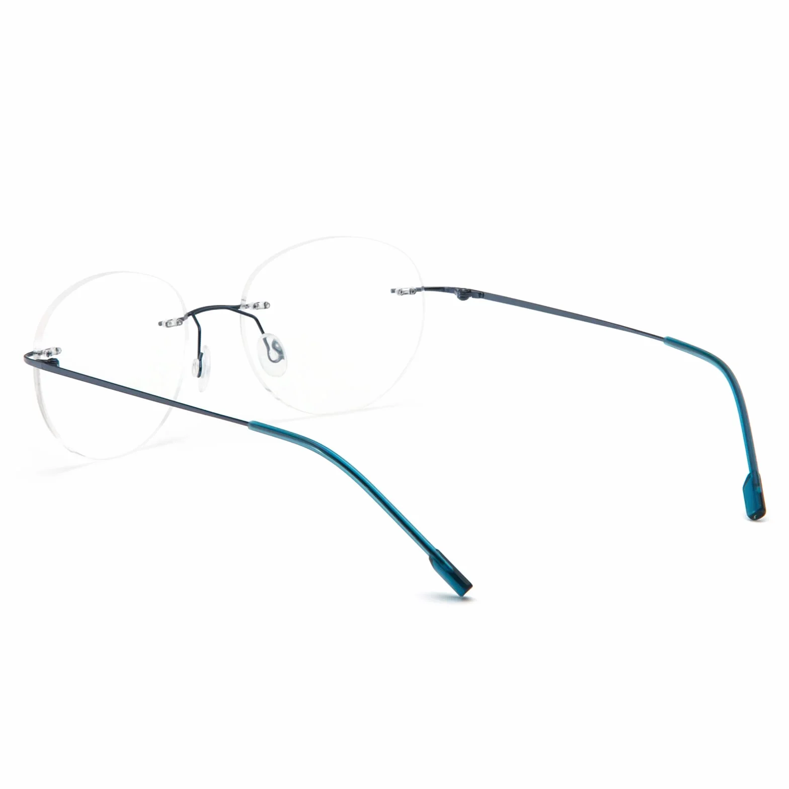 MMOWW Circular Gafas de lectura sin Marco Aleación Titanio Ultraligeras para Computadora +2.0 Azul