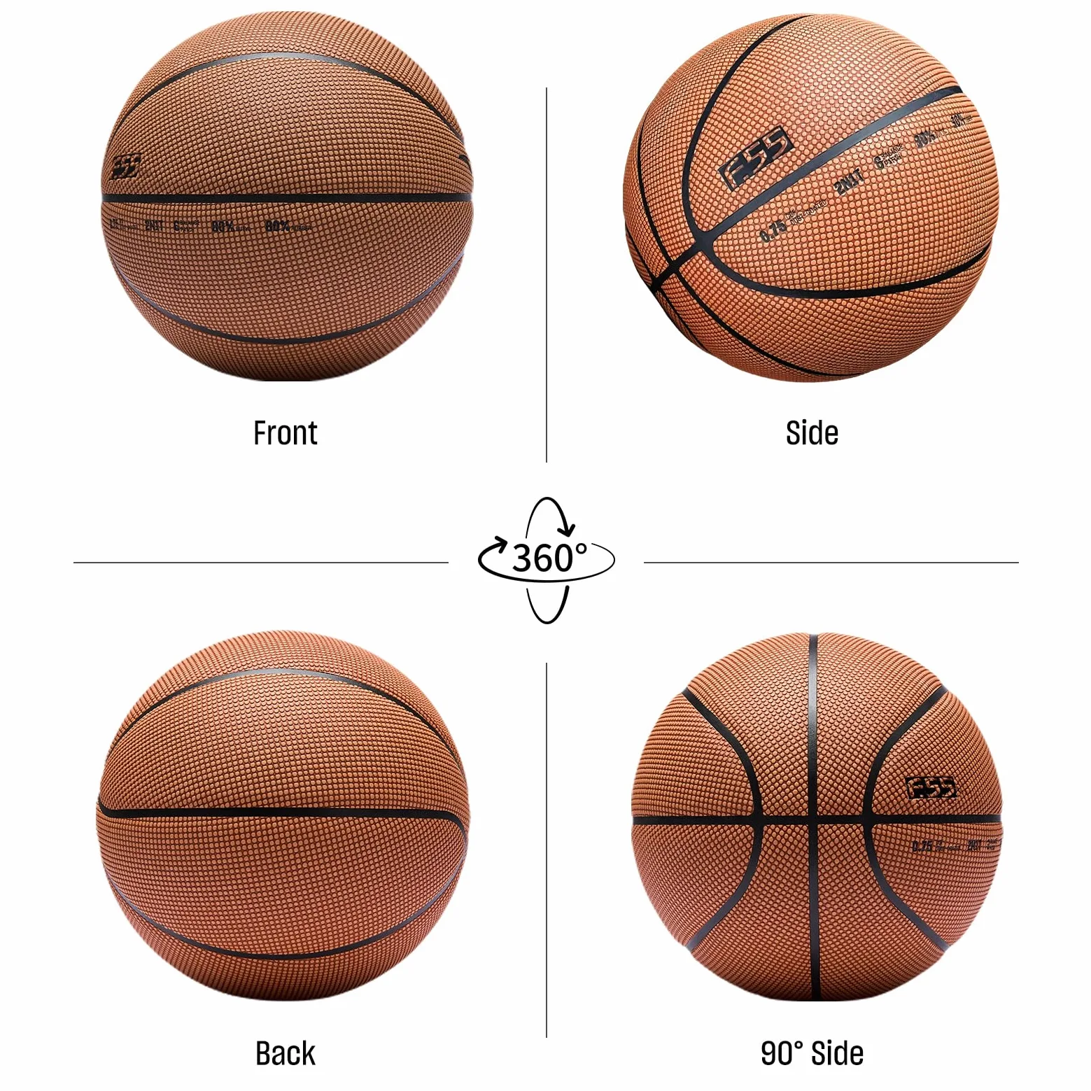 ANTA Balón de baloncesto f.55 para exteriores con piel sintética resistente al polvo, carcasa de nivel de torneo, tamaño 5/6/7