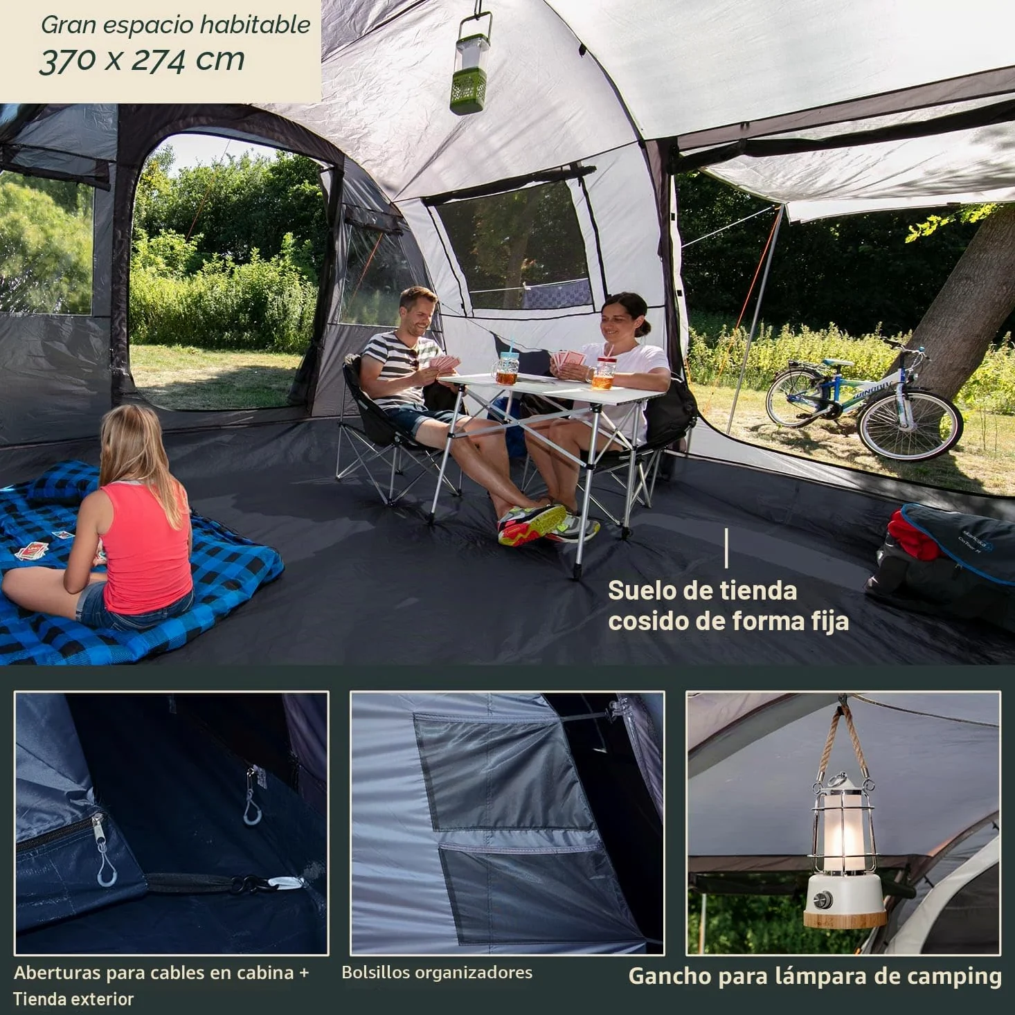 skandika Gotland 5 Sleeper Protect - Tienda de campaña Familiar - mosquiteras - Suelo Cosido en Forma de bañera - túnel