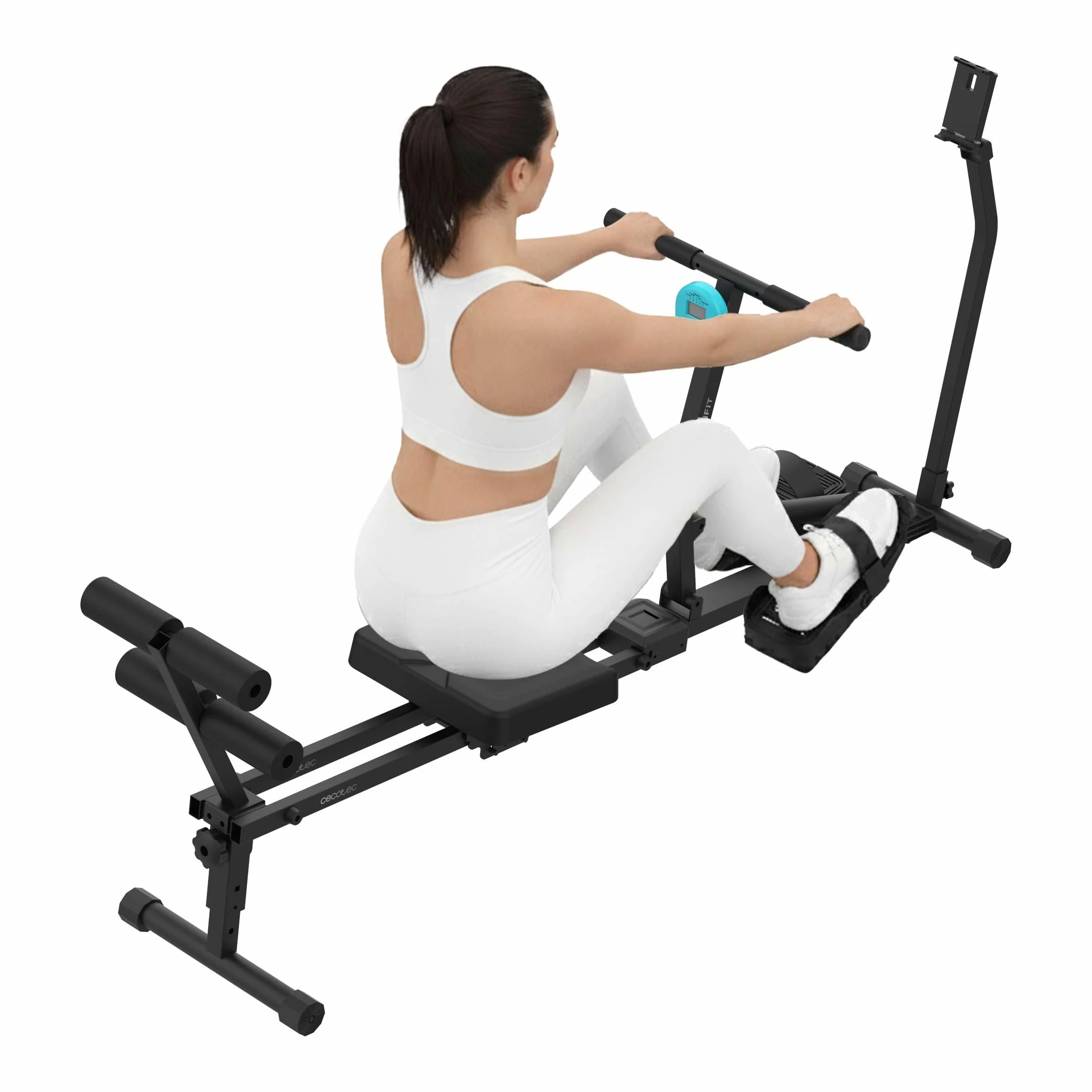 Cecotec Máquina de Remo Hidráulica Drumfit Rower CompactROW. 12 Niveles de Resistencia, Peso hasta 110kg, Fortalece Brazos, Espalda y Mejora la Resistencia Cardiovascular