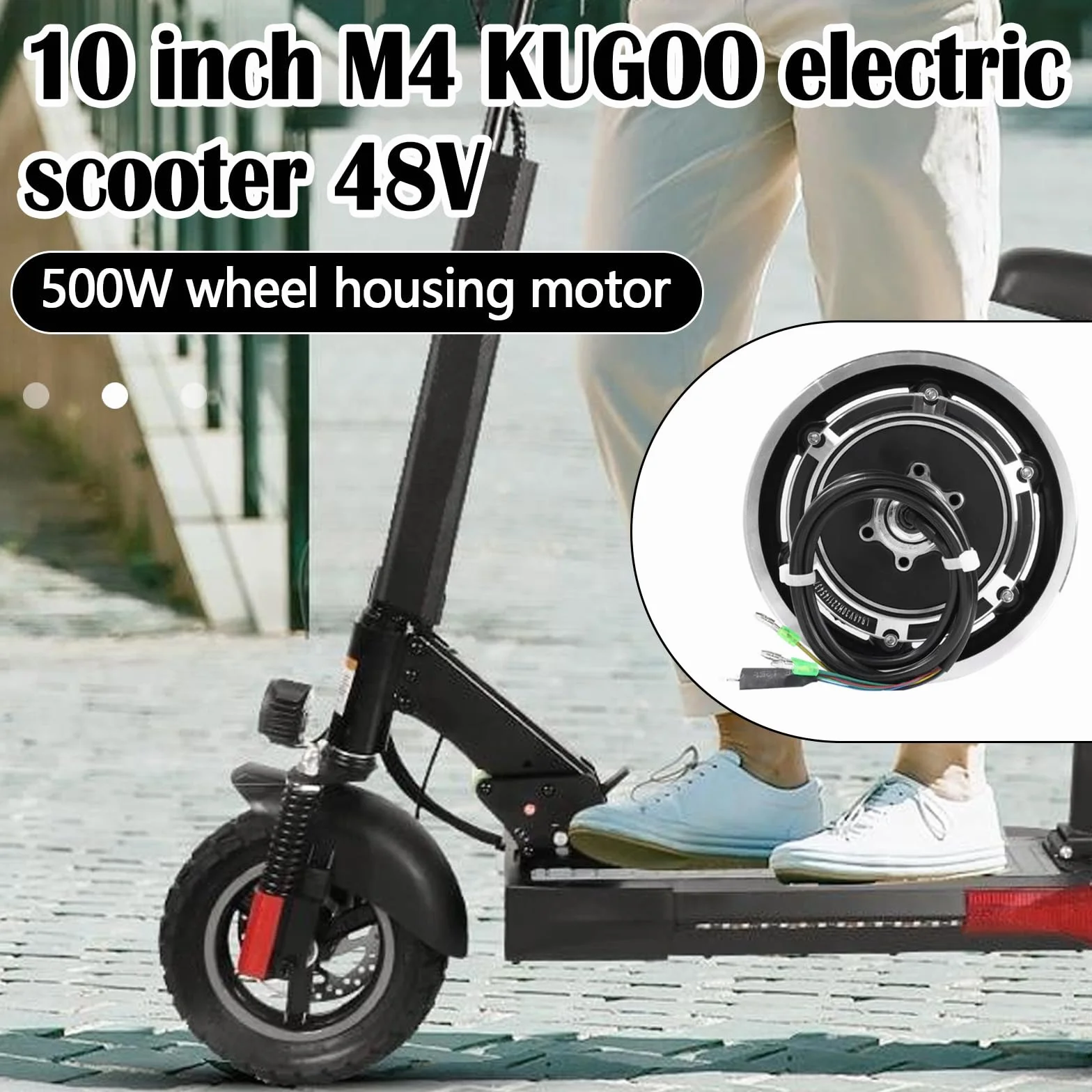 Motor de Cubo de Rueda 10 Pulgadas 48V 500W para Patinete Eléctrico Kugoo M4/M4 Pro