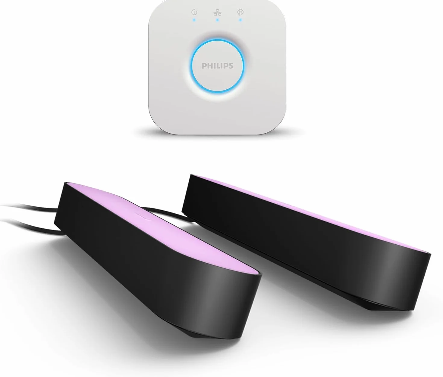 Philips Hue Play Light Bar Starter Kit, White & Color, with Hue Bridge, Compatible with Alexa, Google Assistant, Apple HomeKit, Black, 2-Pack