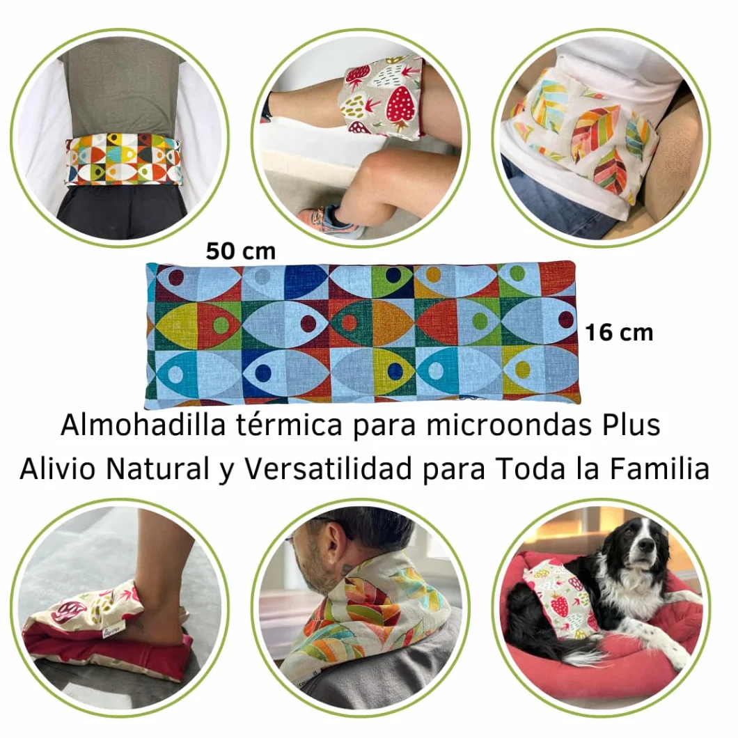 Saco Térmico de Semillas para Microondas 50x16 cm Frío/Calor Relleno Trigo Lavanda Estampado Peces SACOTERAPIA