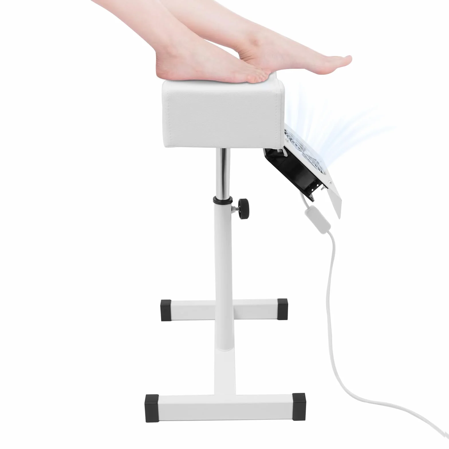 Sillón Pedicura Profesional con Ventilador y Eliminación de Polvo Taburete Ajustable Reposapiés Base Antideslizante Portátil