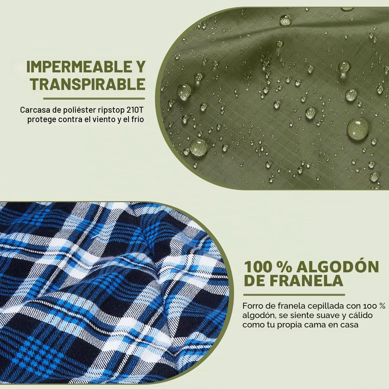 Saco de Dormir Doble de Franela de algodón con Capucha con Forro Polar, Impermeable, tamaño Queen, para 2 Personas, para Adultos, Clima frío, Camping, mochilero o Senderismo, 3-4 Estaciones