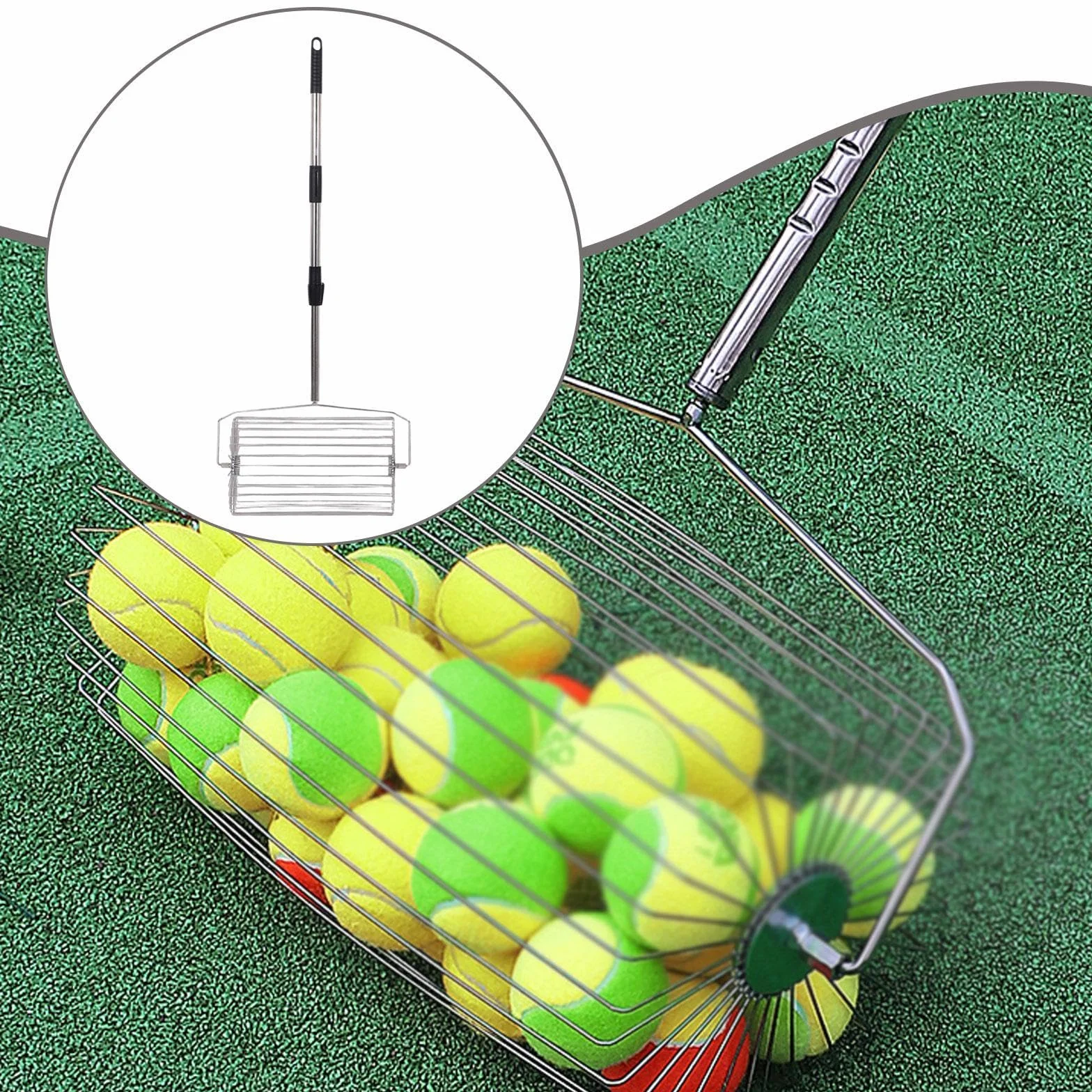 Recogedor de Pelotas de Tenis Oshhni, Herramienta de Recogida Rápida, Ligero, con Ruedas