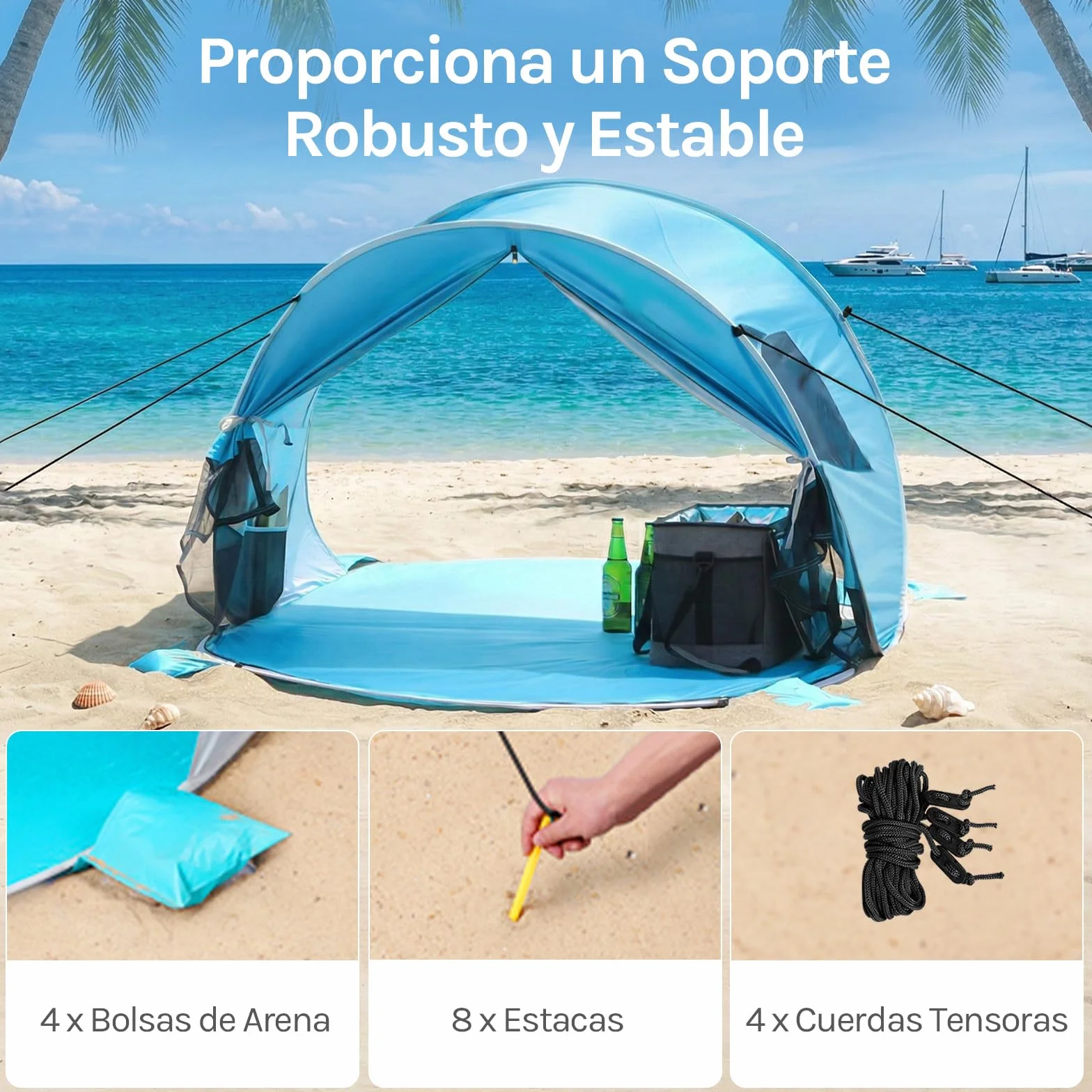 Wolfwise Tienda de Playa UPF 50+ Plegable para 2-7 Personas con Sombrilla Deportiva
