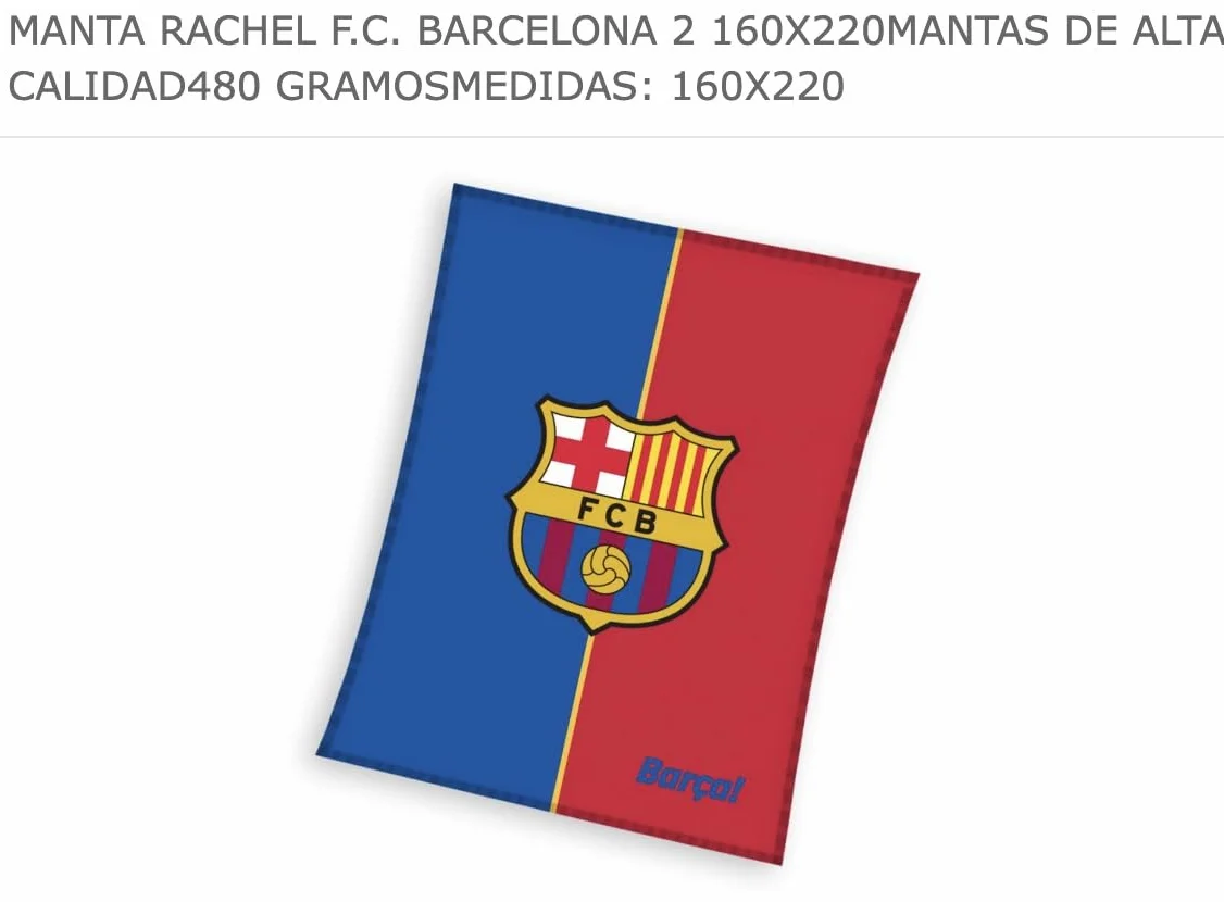 Manta de Barcelona Equipo de Fútbol 160x130cm, Equipación Fútbol Barcelona, Regalo Barcelona, Accesorios del Barcelona, (Manta, 160X220 cm)