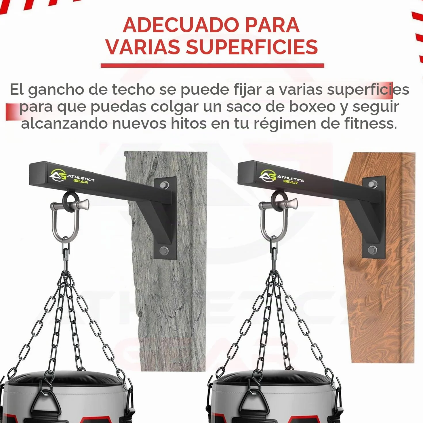 Athletics Gear Soporte para Saco de Boxeo de Pared 30 cm Hierro Calibre 16 Grillete en D Giratorio