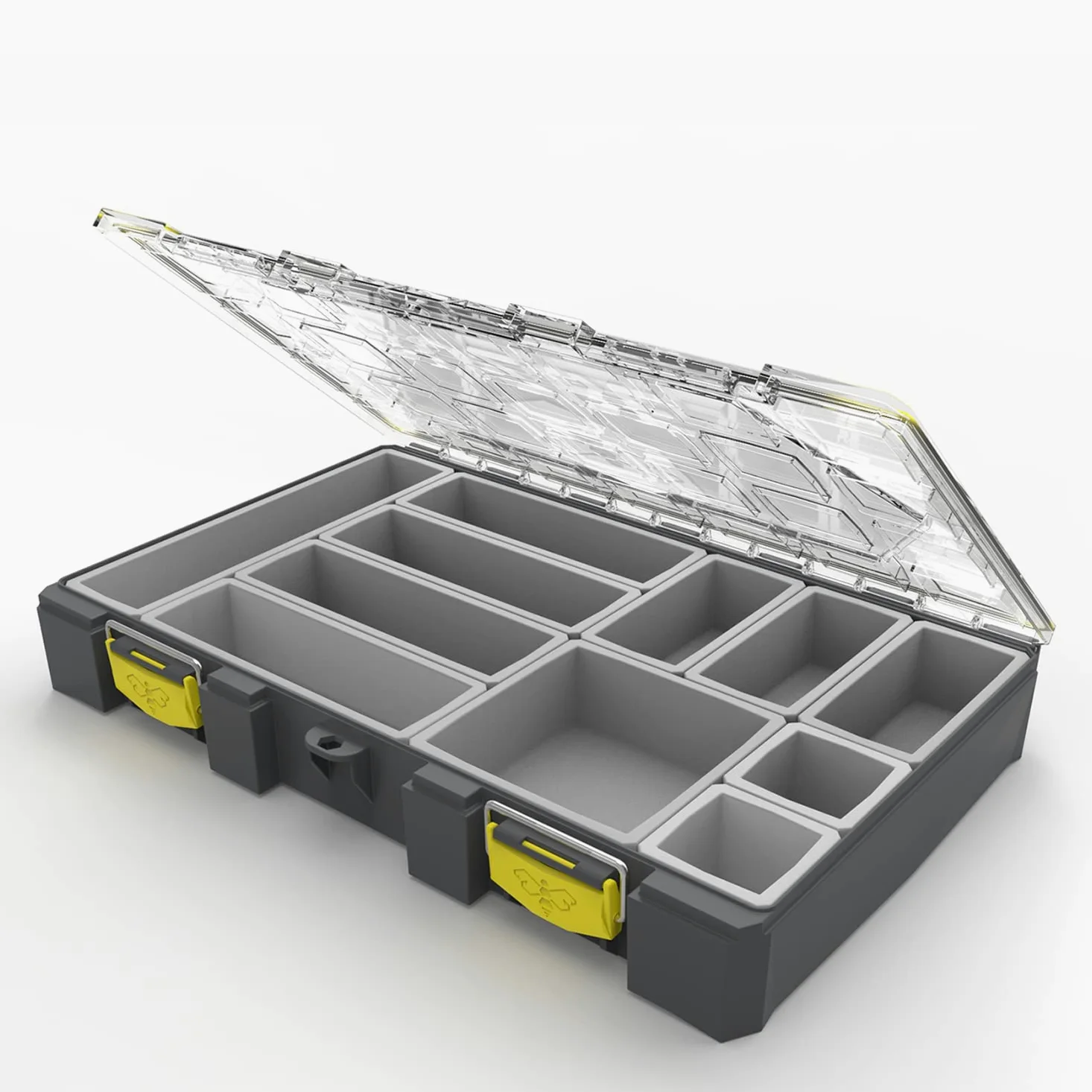 BUZBE Colony 28 - Caja de aparejos modular, caja de aparejos impermeable personalizable, caja seca, caja organizadora de almacenamiento de plástico, caja de aparejos de agua salada, caja de piezas