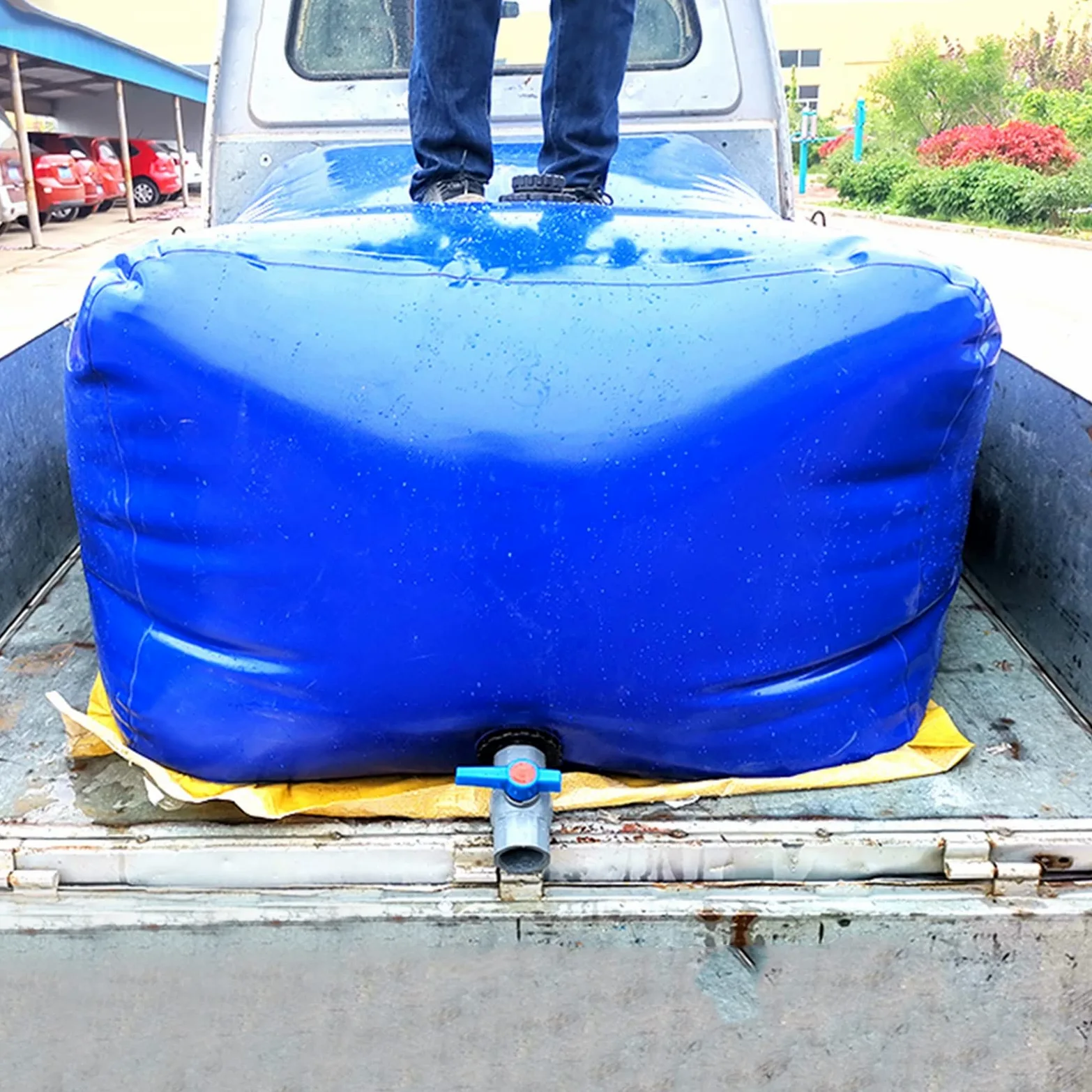 Depósito de agua plegable de gran capacidad, bolsa flexible de recogida de agua para acampar al aire libre, jardín, caravana, rectangular, cubo, bolsa de tanque de agua portátil