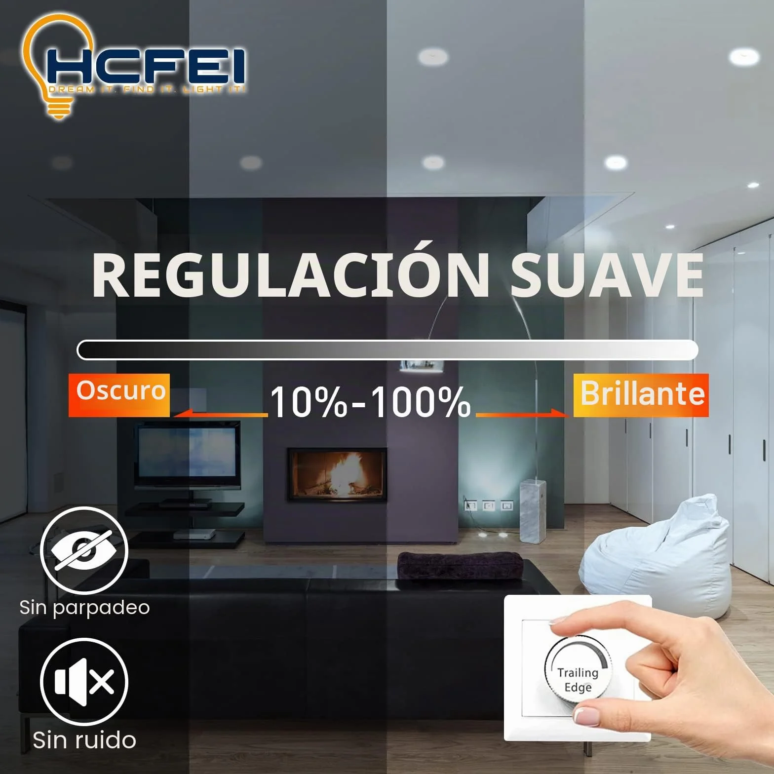 Foco LED plano empotrable ultra plano dorado 230V 3W 320 lúmenes 120° regulable 55mm recortado blanco paquete 3