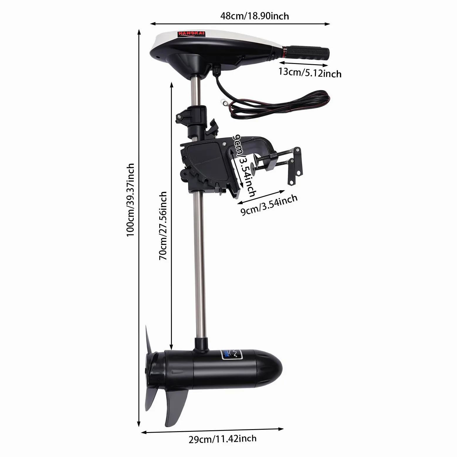Motor eléctrico para barco de 12 V, 552 W, 19,84 libras, 1300 rpm, con mango retráctil, motor eléctrico para botes hinchables, fueraborda eléctrica, para barcos, kayaks, canoas, botes