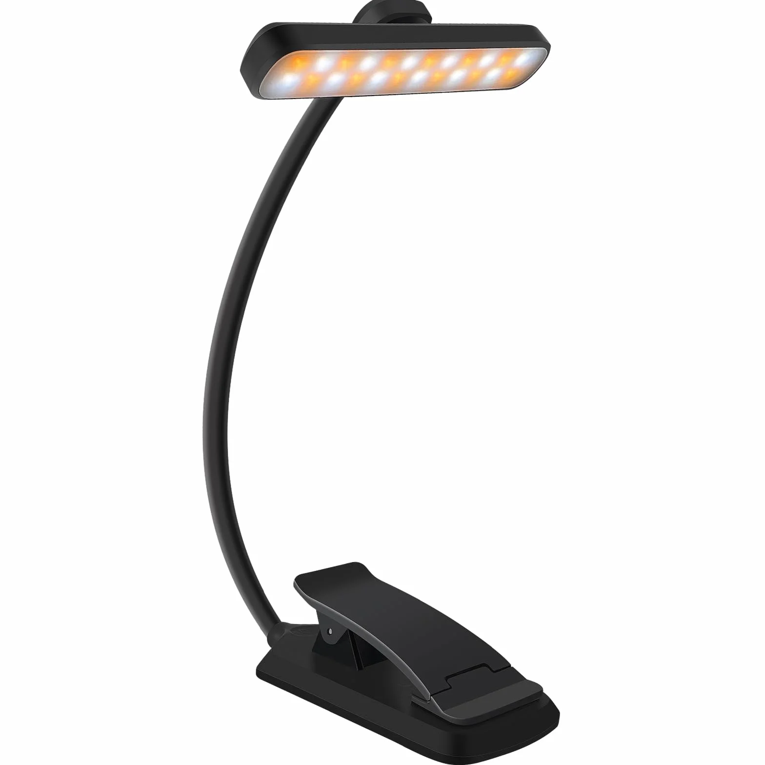 Karidi 24 LED Luz de Lectura Recargable 360°, USB-C, Pinza para Libros, 80H Cuidado Ocular, Negro