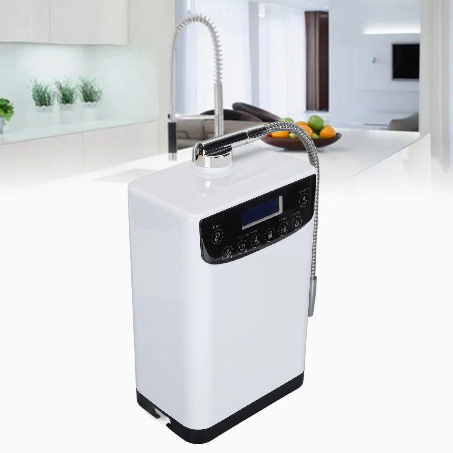 Generador de Agua de hidrógeno: Purificador de Agua Multifuncional Montado en la Pared con Pantalla LCD, Control Táctil y Mensaje de Voz, Ionizador de Agua (Enchufe de la UE)