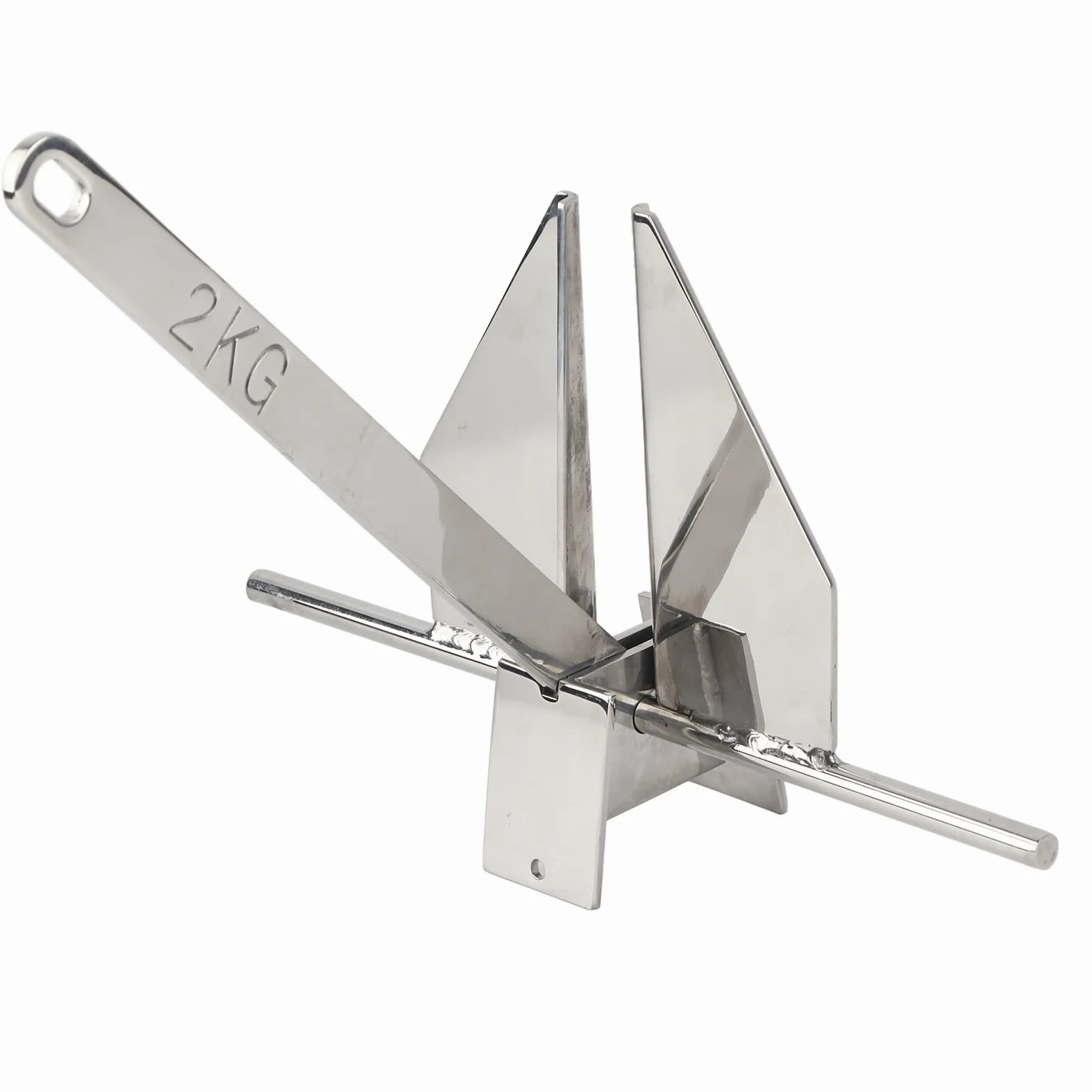 RiToEasysports Ancla para Barco de 2 Kg Ancla Marina de Acero Inoxidable 4 LB de Fraguado Rápido Resistente a la Corrosión Fuerte Poder de Sujeción para Barcos de 17 a 22 Pies Pesca Pequeña y Uso