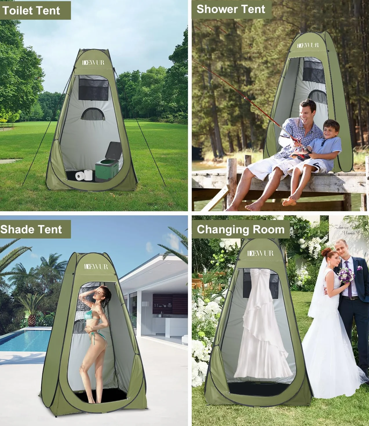 Tienda de campaña para baño con protección UV 50+, vestuario privado para exteriores