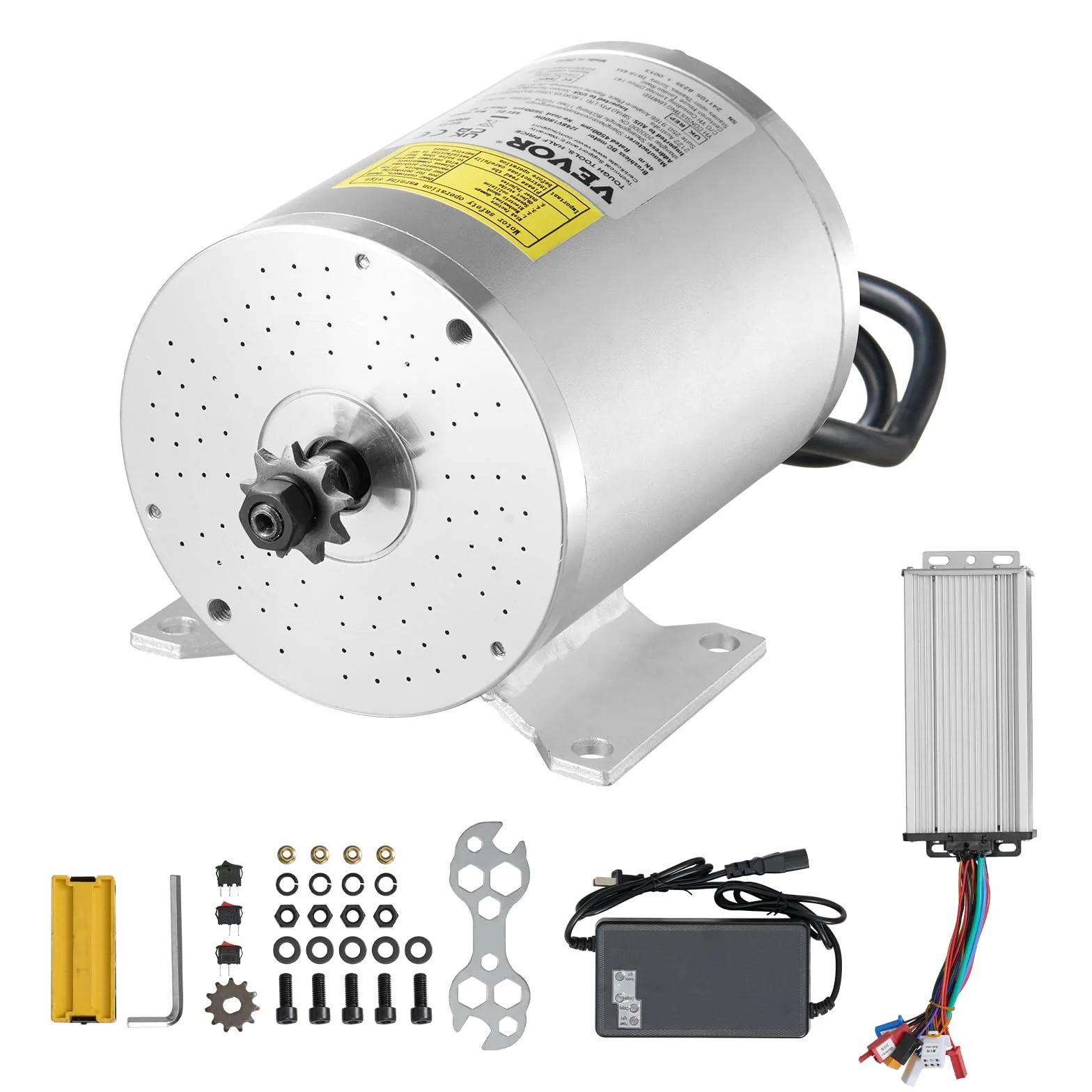 VEVOR Kit de Motor Eléctrico sin Escobillas de CC 1800 W 48 V 4500 RPM Controlador de Velocidad para Karts Bicicletas Eléctricas