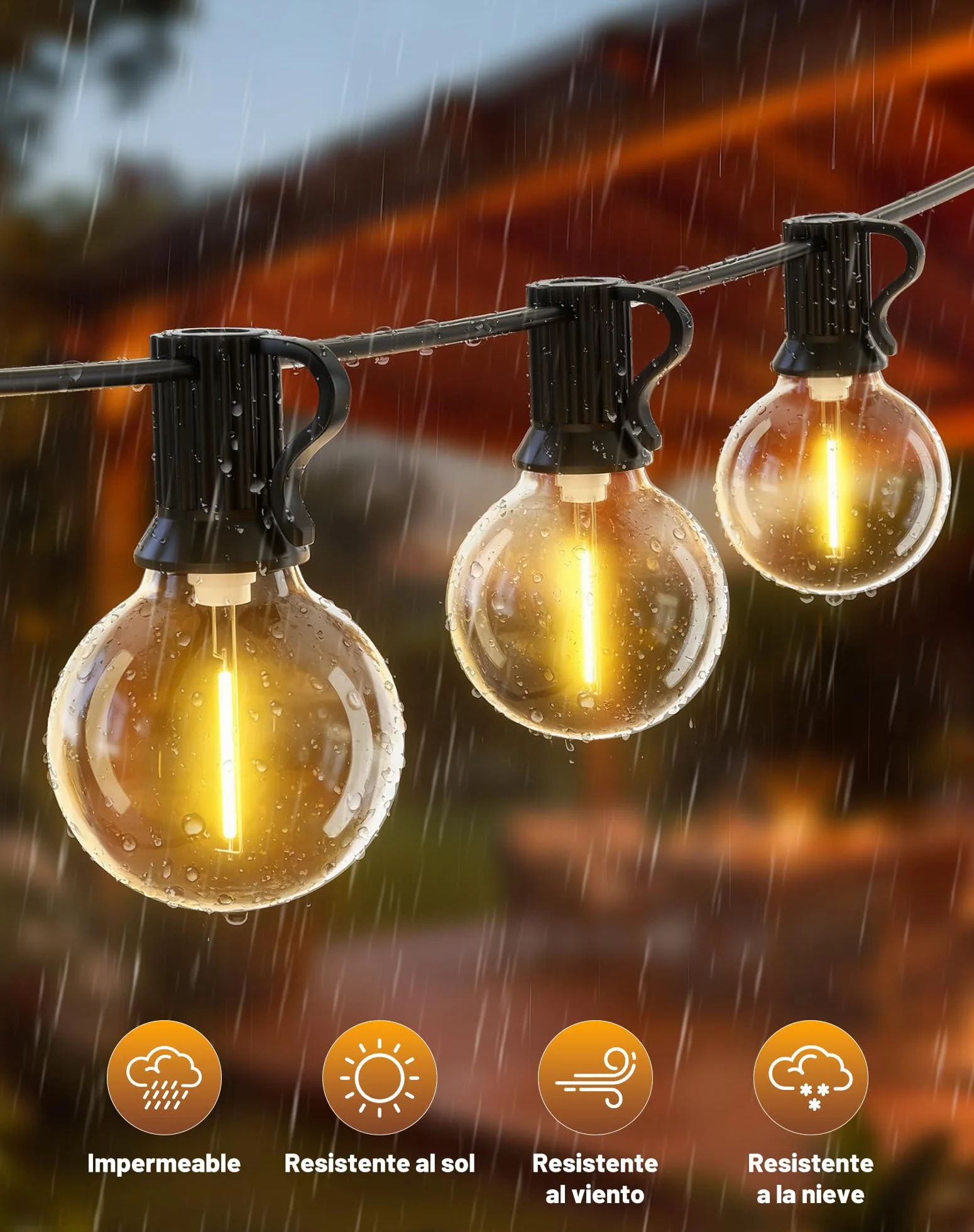 Guirnalda Luces Exterior LED 9M 30Ft G40 Impermeable Iluminacion para Jardin Patio