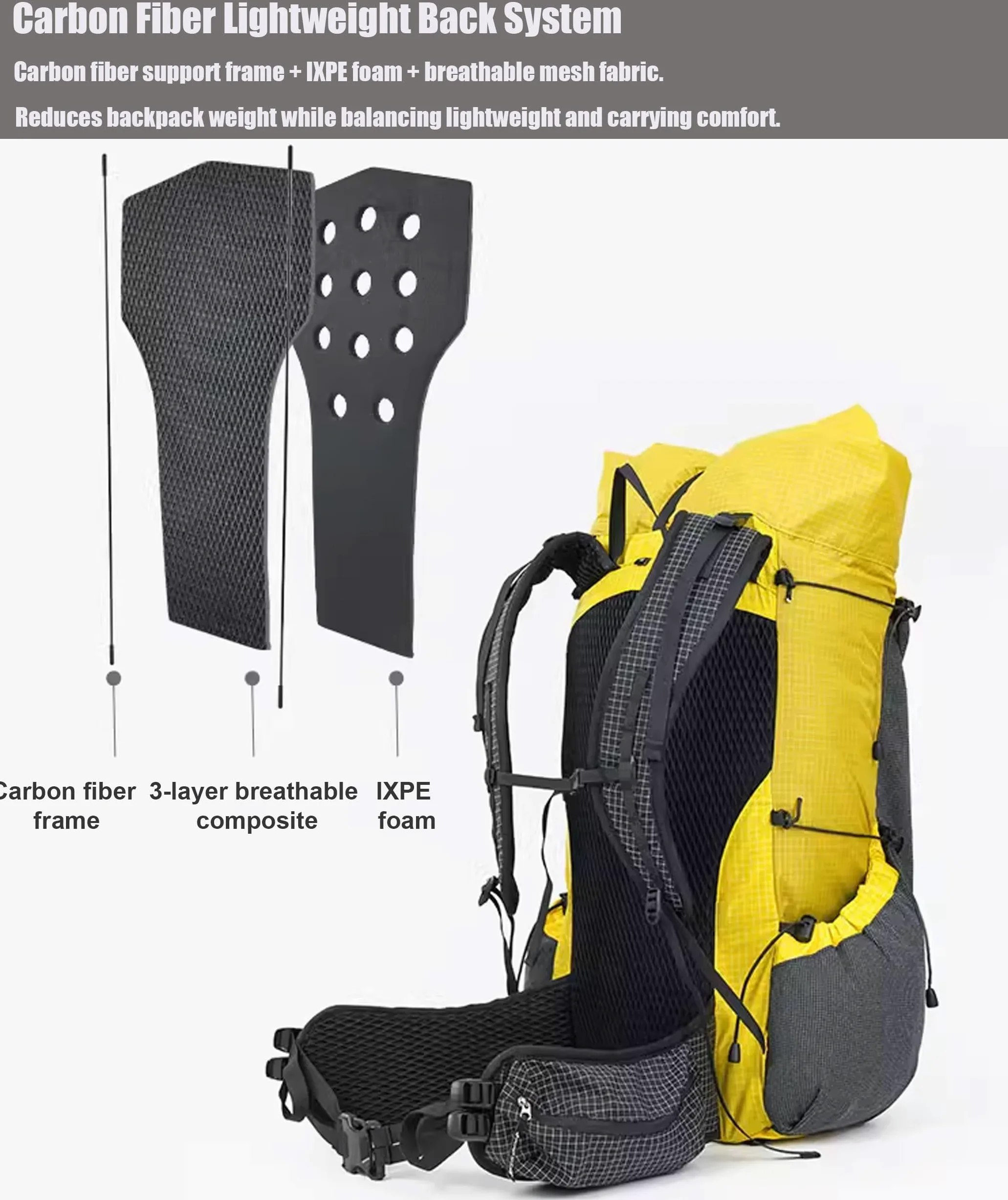 3F UL GEAR 30L + 10L UHMWPE Mochila de senderismo ultraligera impermeable mochila de senderismo al aire libre camping mochila de viaje para hombres mujeres (gris galaxia, grande)