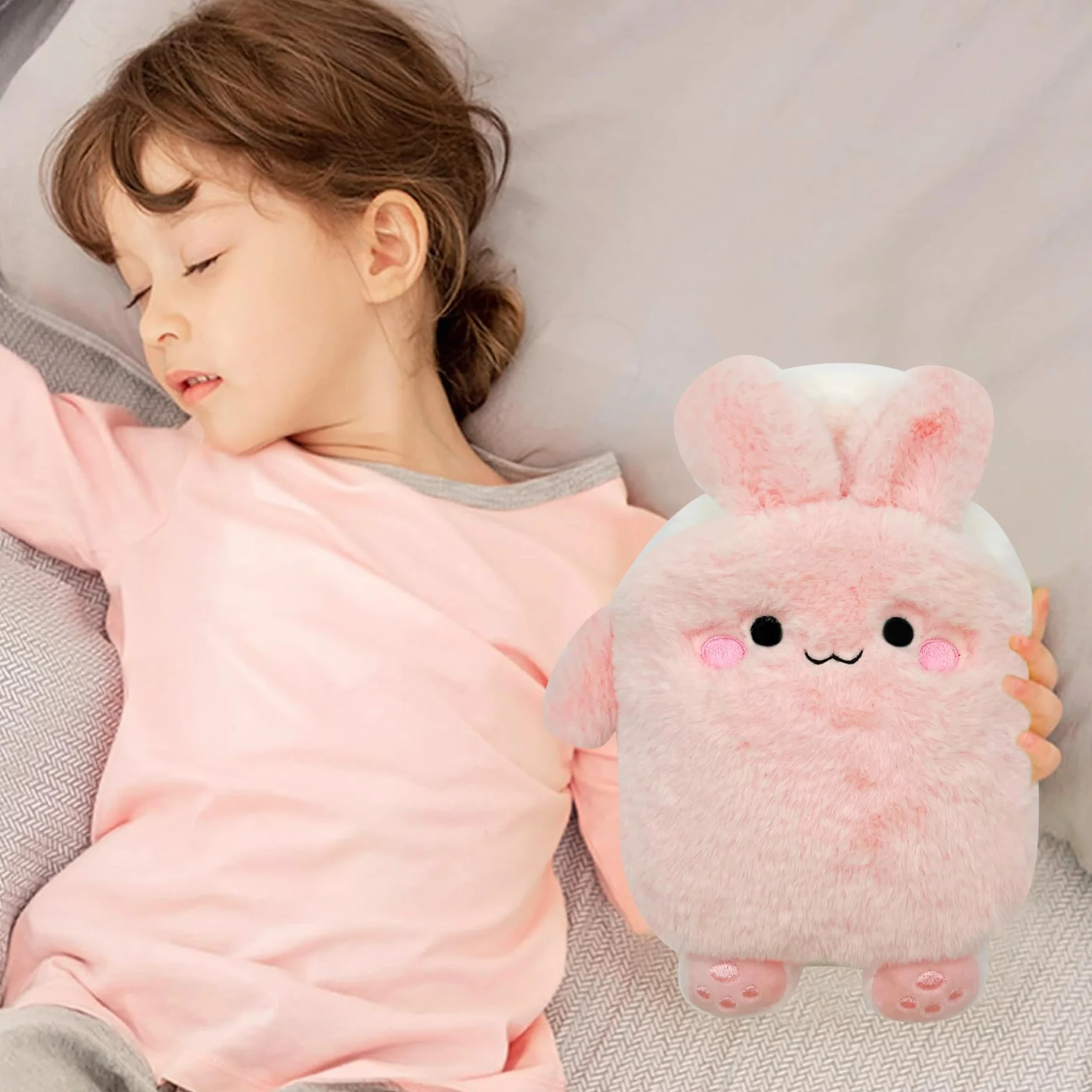 Bolsa de Agua Caliente para Niños con Funda de Felpa Suave, Desmontable y Lavable, Sin Fugas