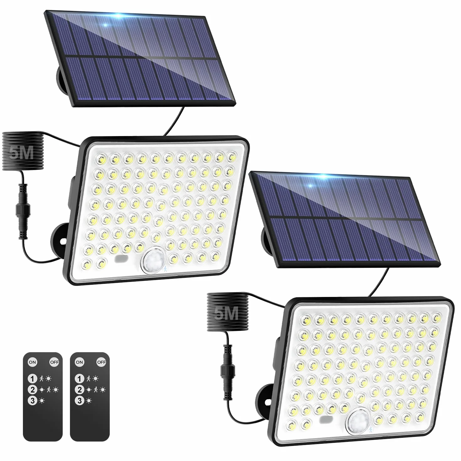 Focos LED Exterior Solares Sensor de Movimiento IP65 Impermeable 2 Paquete