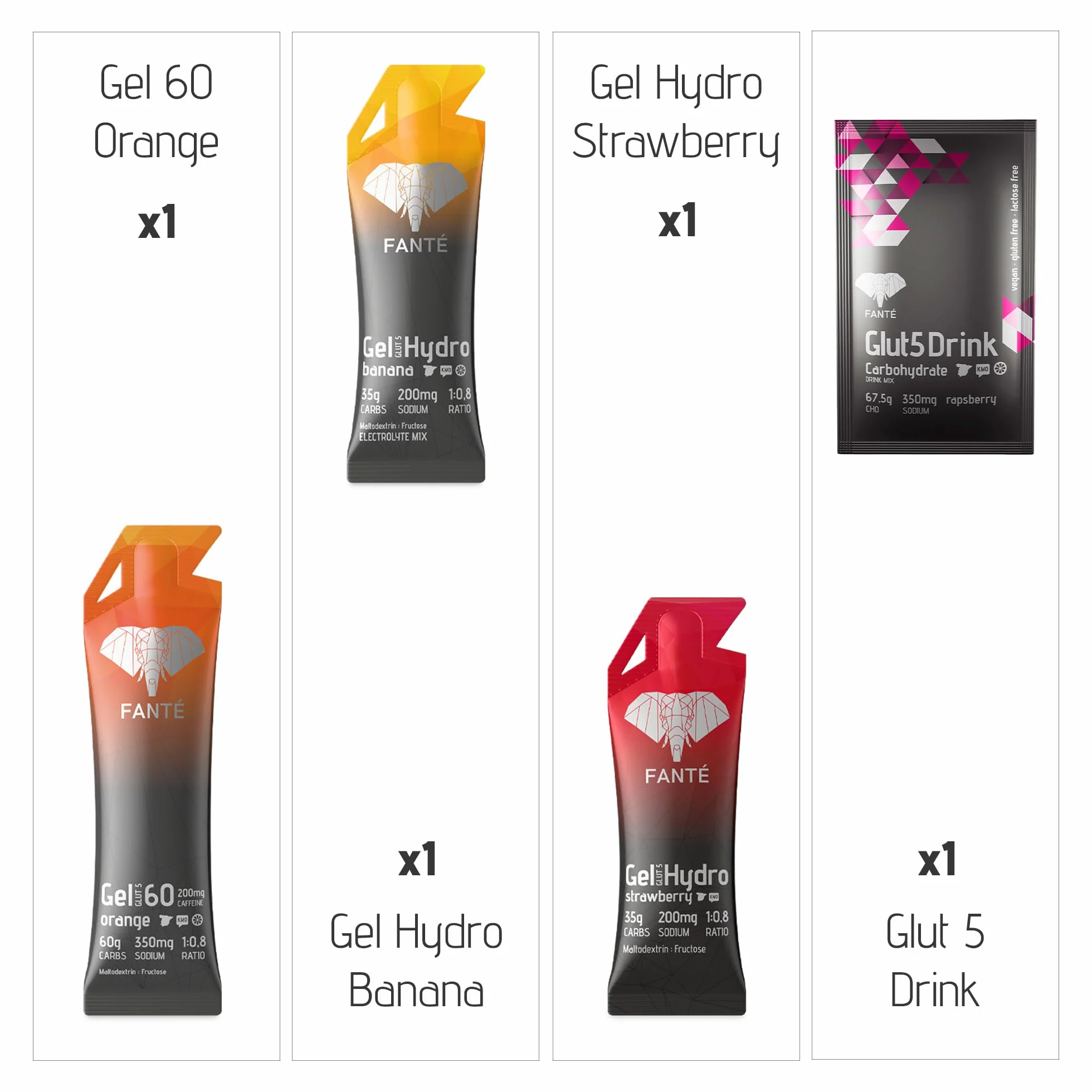 Fanté Medio Maratón Pack Nutrición para Media Maratón 1 monodosis 3 geles energéticos 350mg Sodio