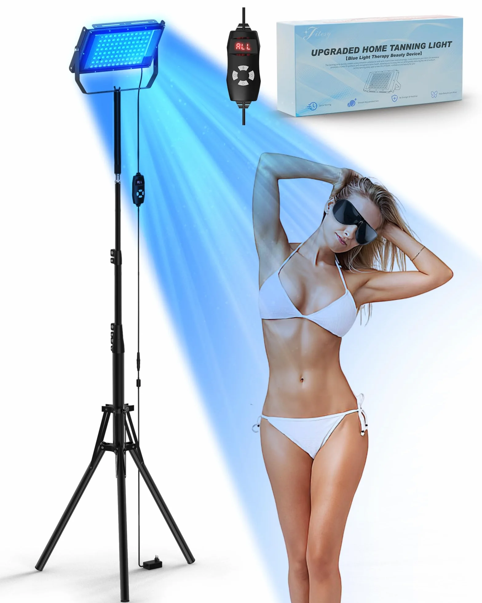 Solarium para el Hogar 460NM 480NM Lámpara de Bronceado 50W Luz Azul Completa Bronceado Facial y Corporal